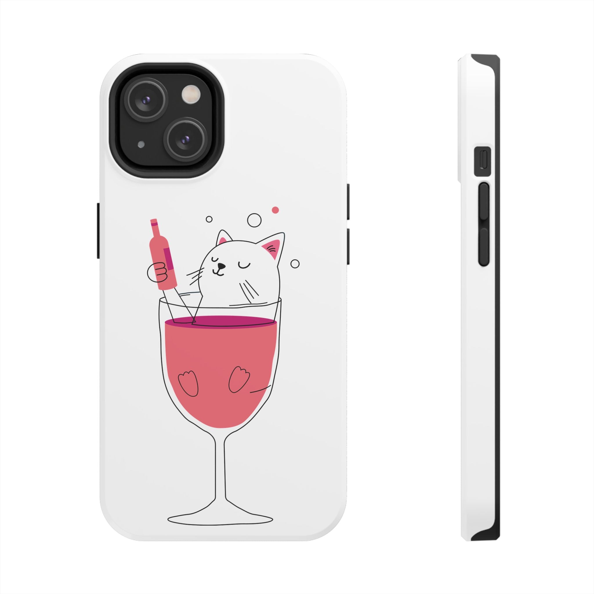 Cat Wine Phone Case — Cute Cat in Wine Glass Protective Case
