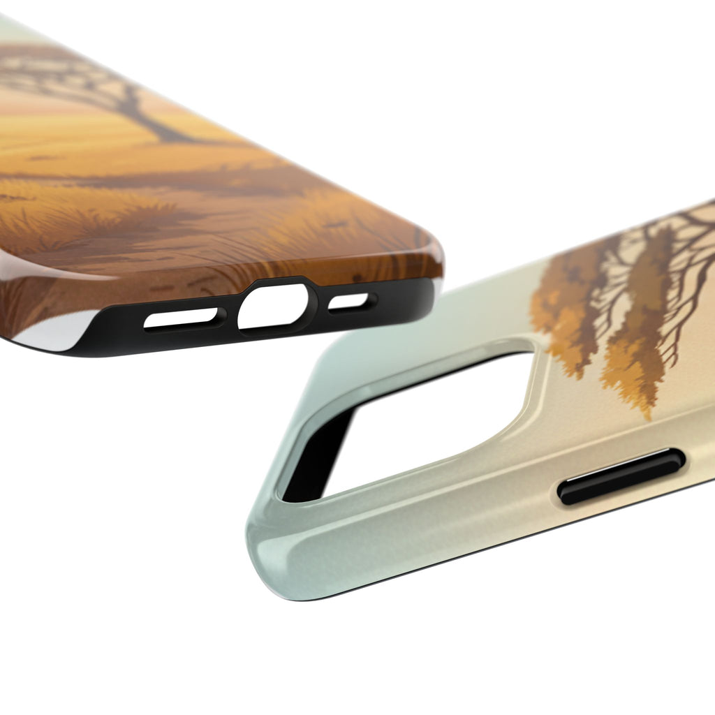 Safari Sunset Tough Phone Case — African Savanna Tree Design