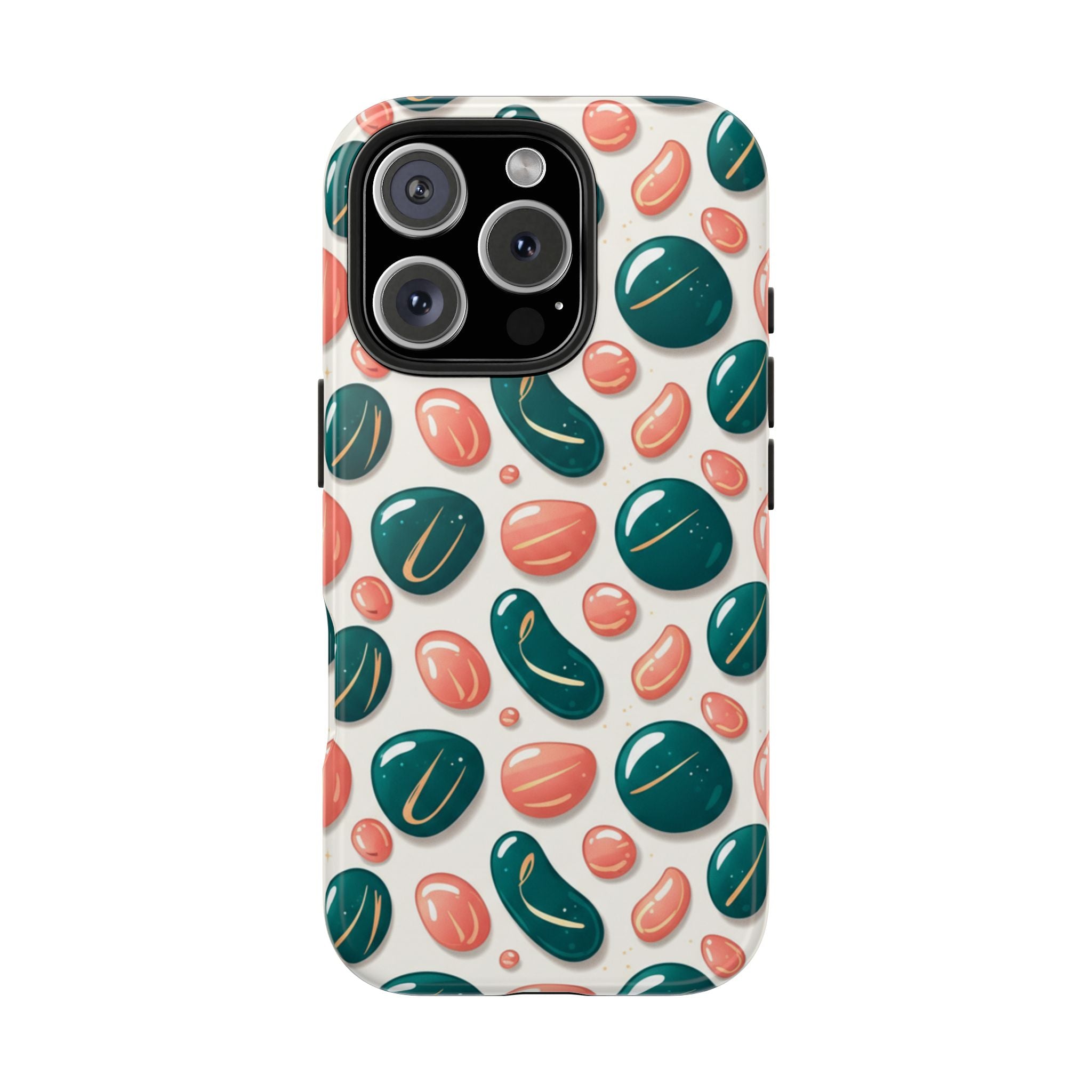 Abstract Pebble Pattern Tough Phone Case — Coral & Teal Protective Cover