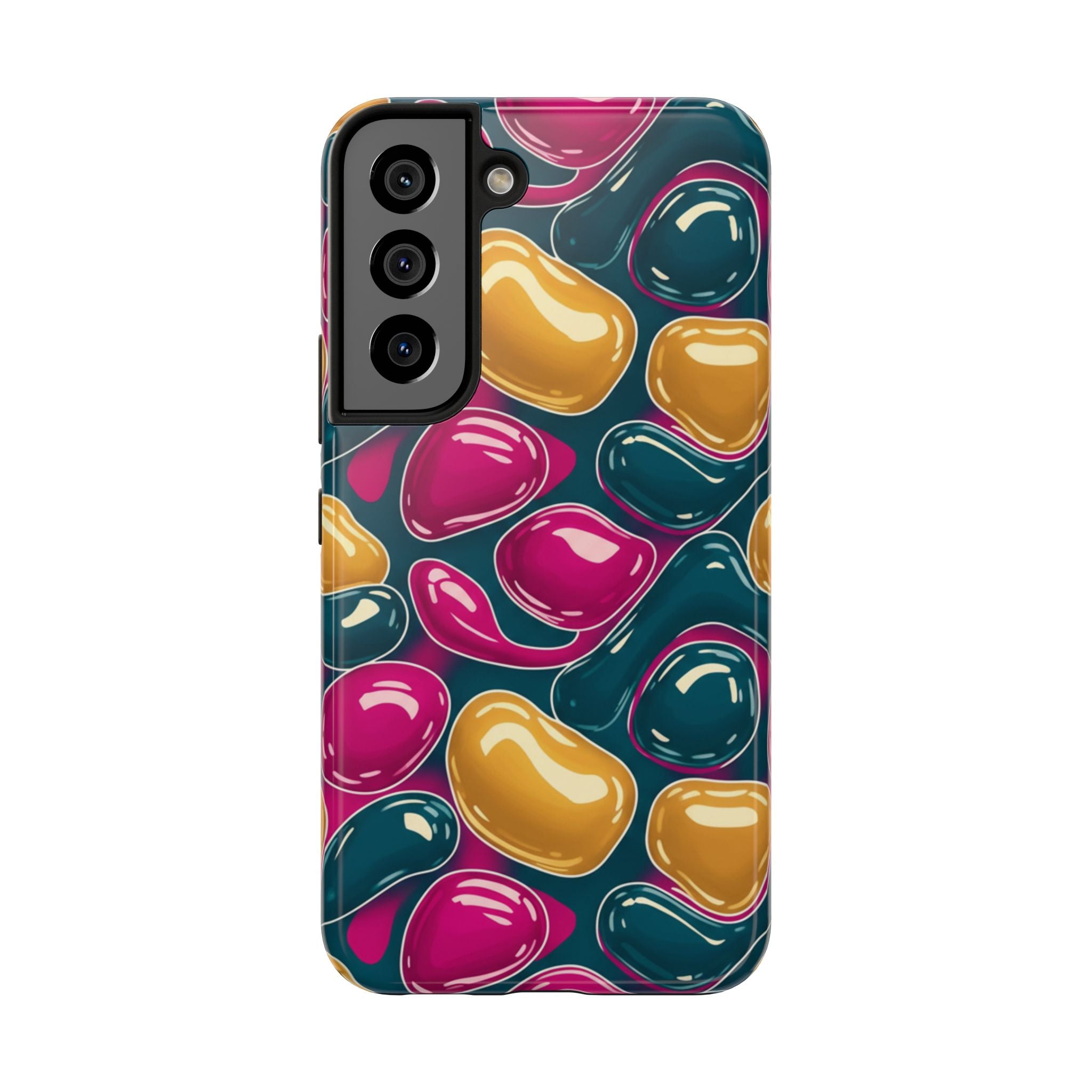Abstract Colorful Blob Phone Case — Bold Teal, Magenta & Gold Protective Cover