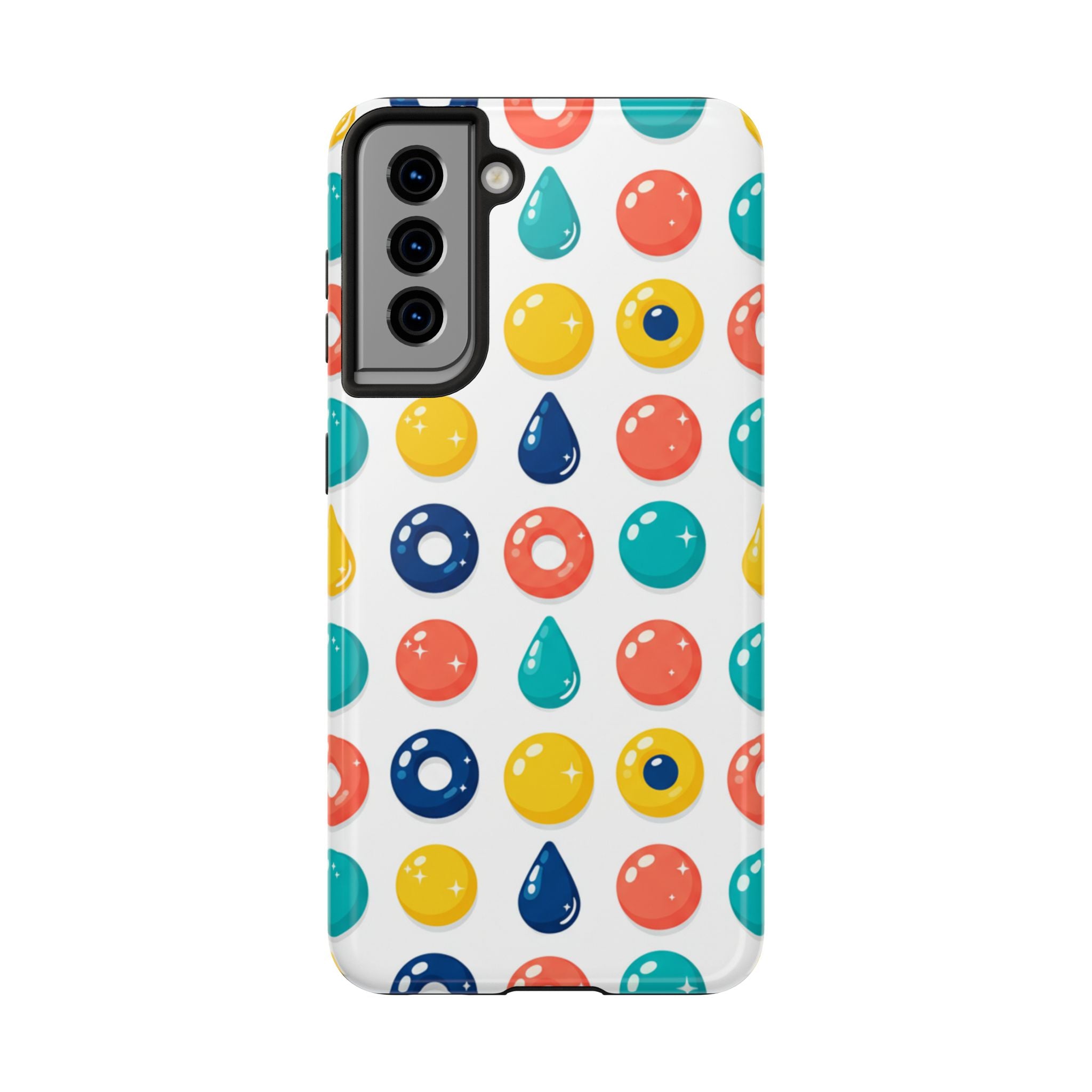 Colorful Candy Dot Tough Phone Case — Bright Retro Polka Drop Design