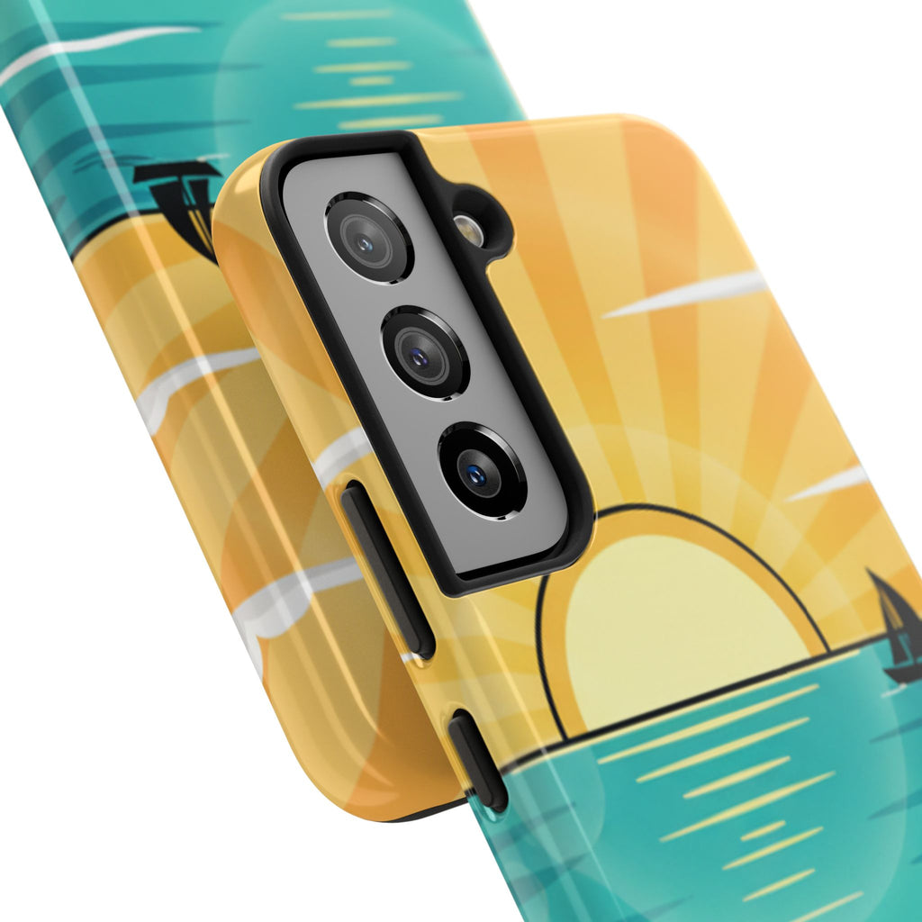 Tough Phone Case — Sunset Beach Sailboat Design