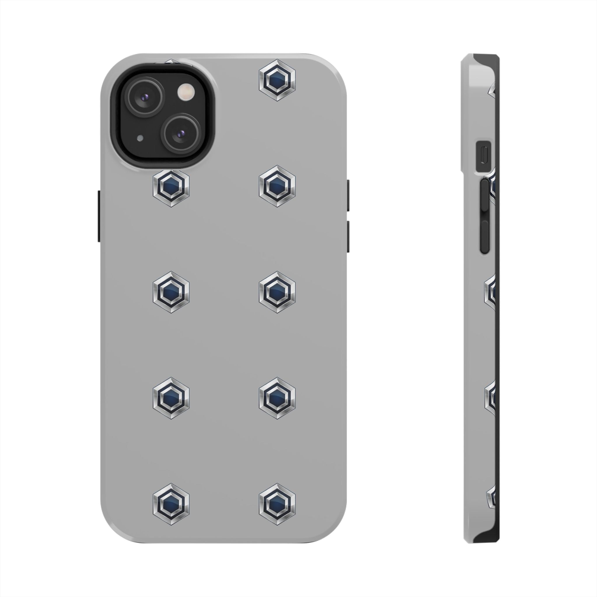 Tough Phone Case — Minimal Hex Rivet Armor (Gray)