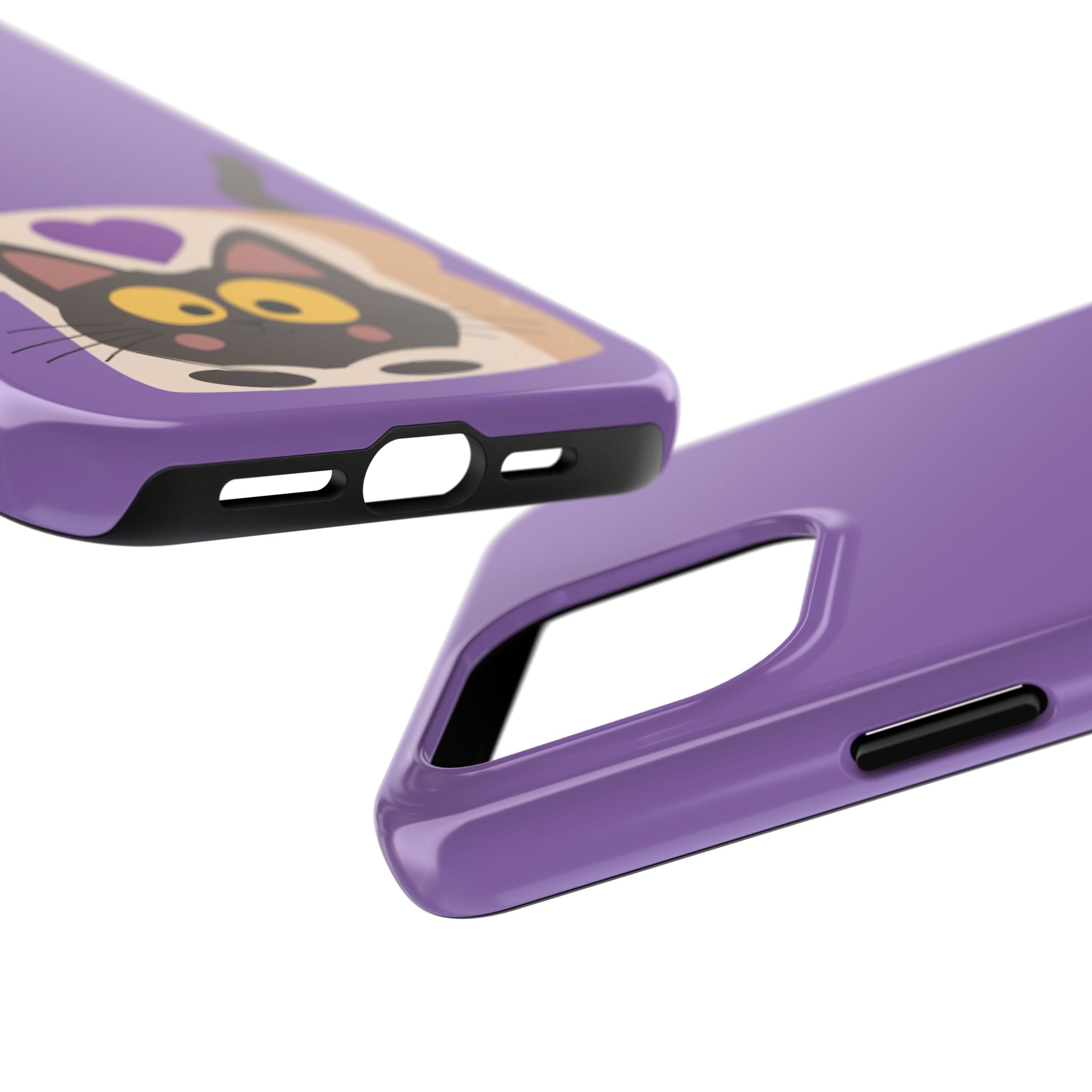 Purple Cute Cat-in-Bread Tough Phone Case — Cute Cat Heart Design