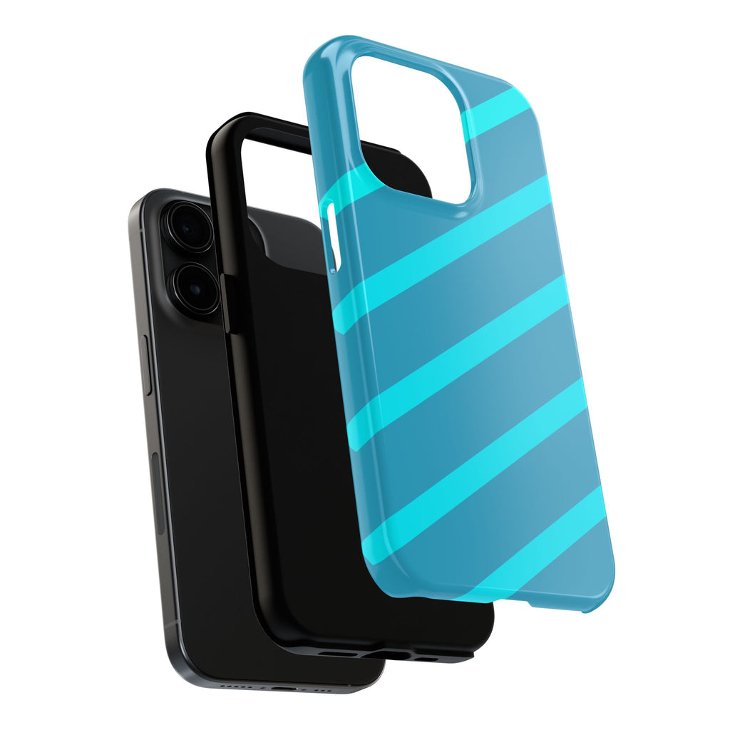 Tough Phone Case — Blue Diagonal Stripe Shockproof Cover