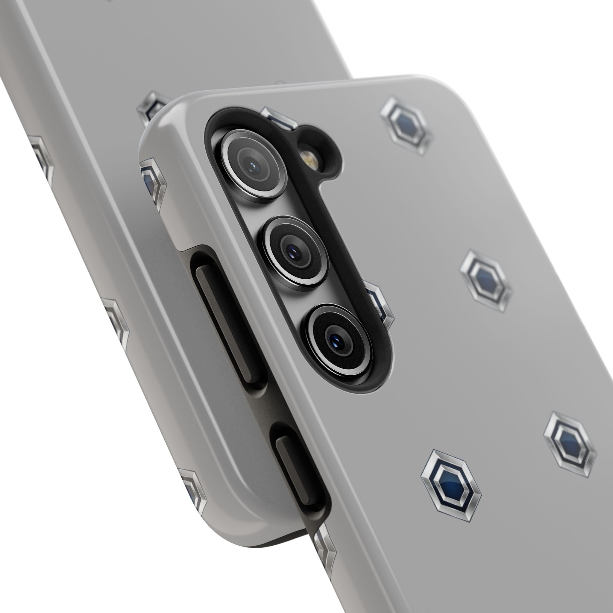 Tough Phone Case — Minimal Hex Rivet Armor (Gray)