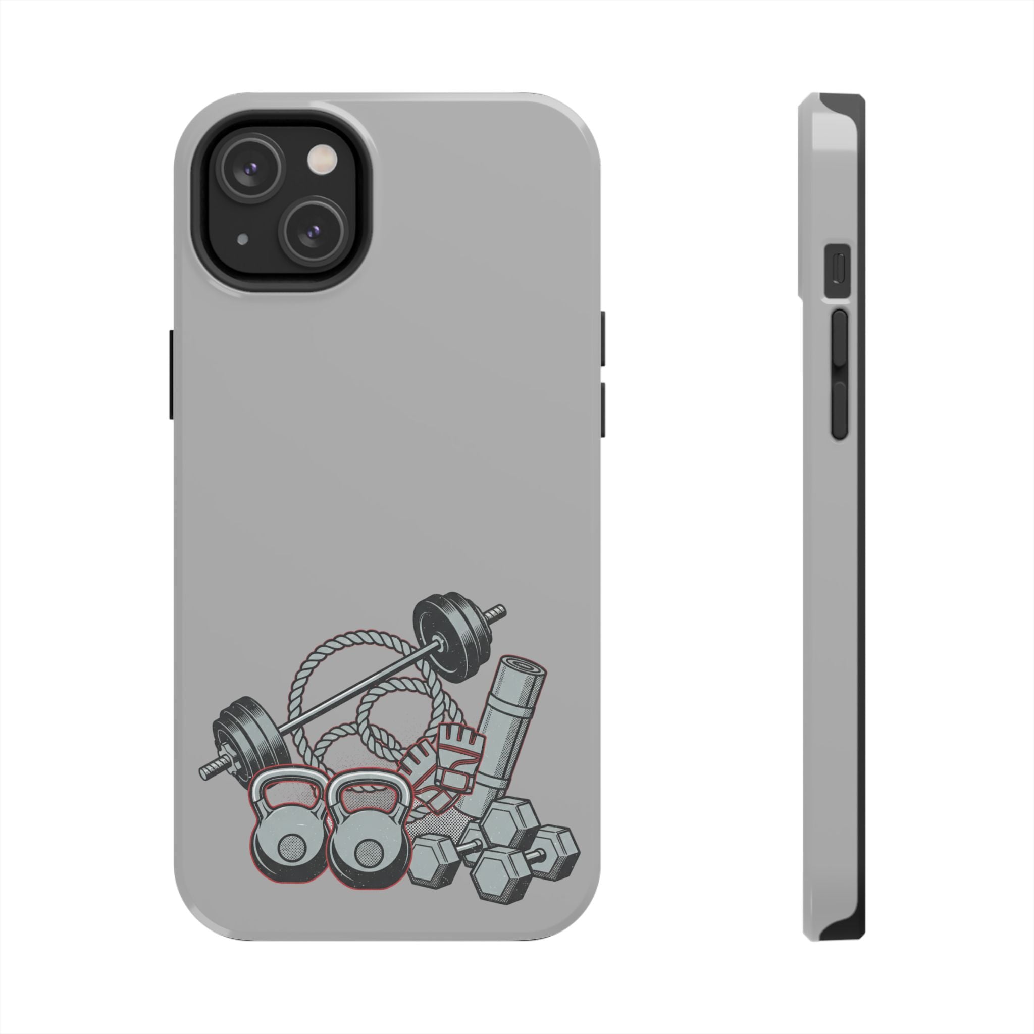 Fitness Gear Tough Phone Case — Dumbbells, Kettlebells & Jump Rope Design