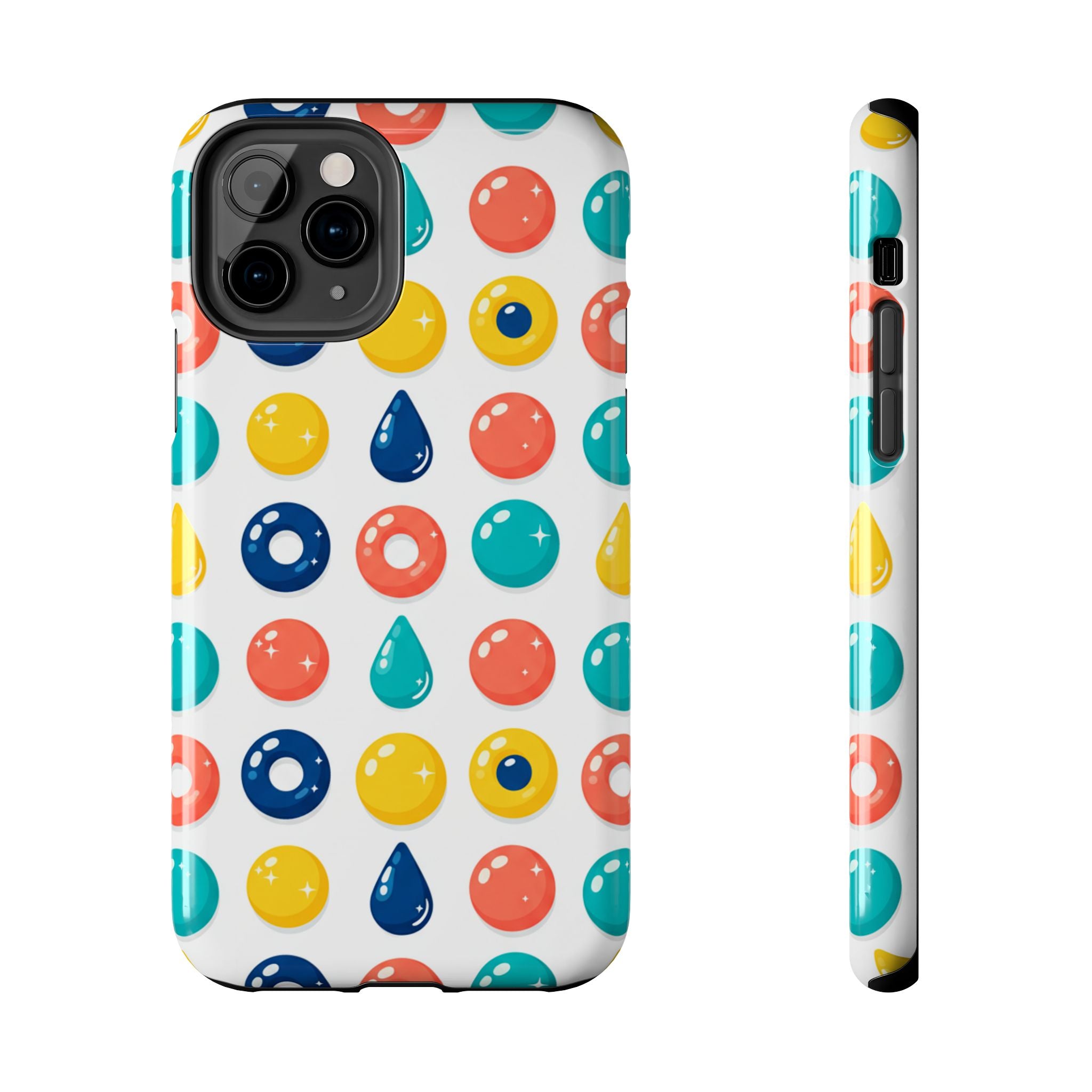 Colorful Candy Dot Tough Phone Case — Bright Retro Polka Drop Design