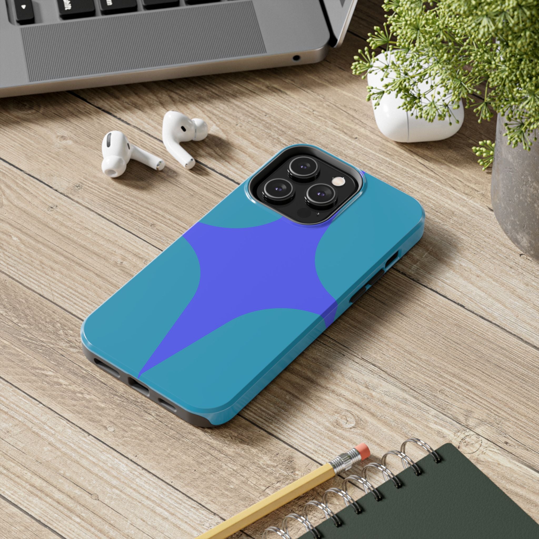 Teal & Indigo Starburst Tough Phone Case — Durable Protective Phone Case