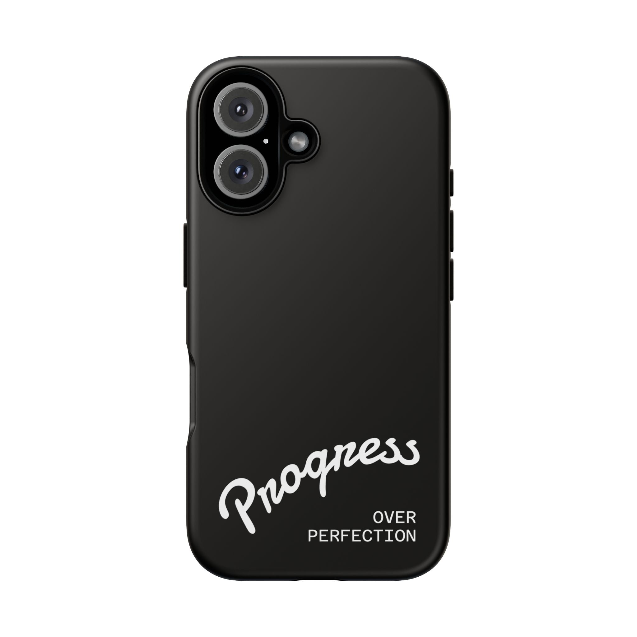 Phone Case - "Progress Over Perfection" Glossy Black Protective Cover