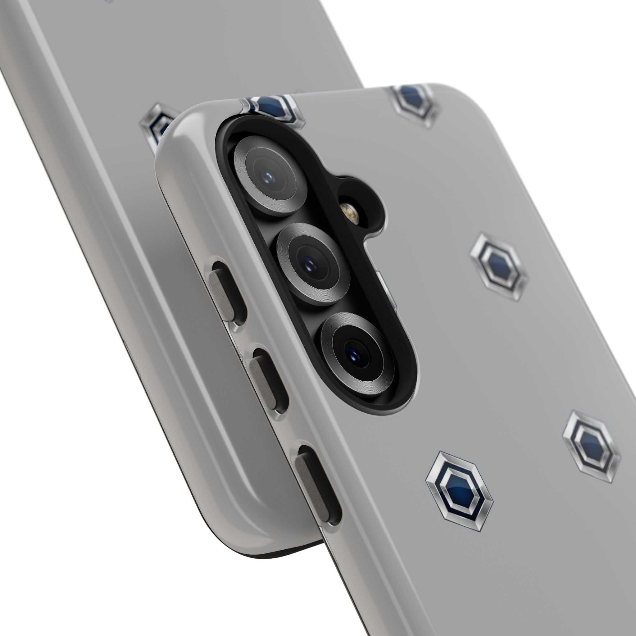 Tough Phone Case — Minimal Hex Rivet Armor (Gray)