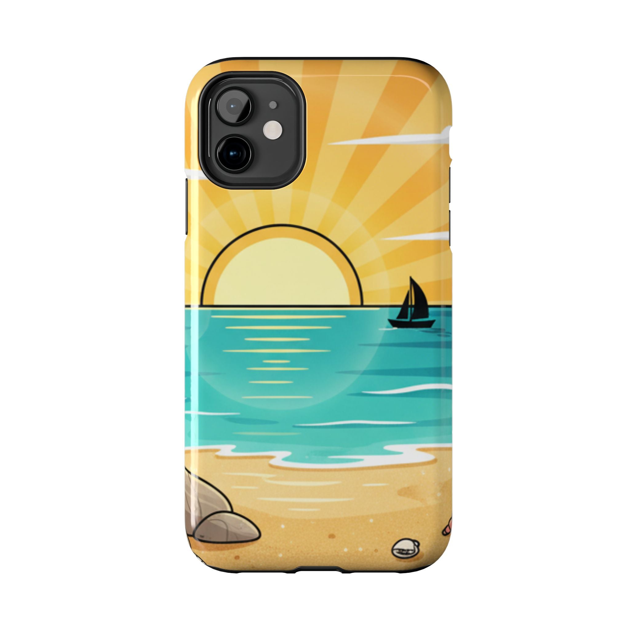Tough Phone Case — Sunset Beach Sailboat Design