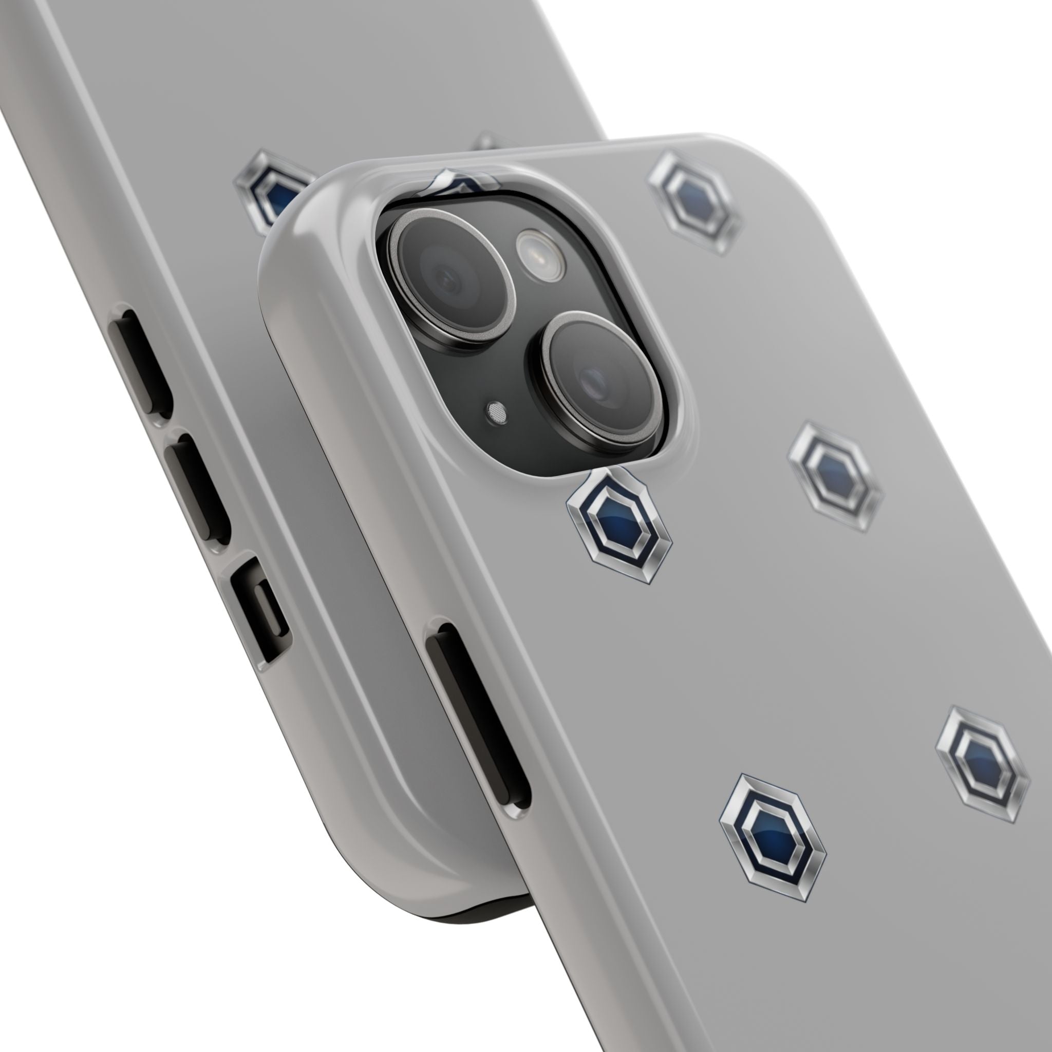 Tough Phone Case — Minimal Hex Rivet Armor (Gray)