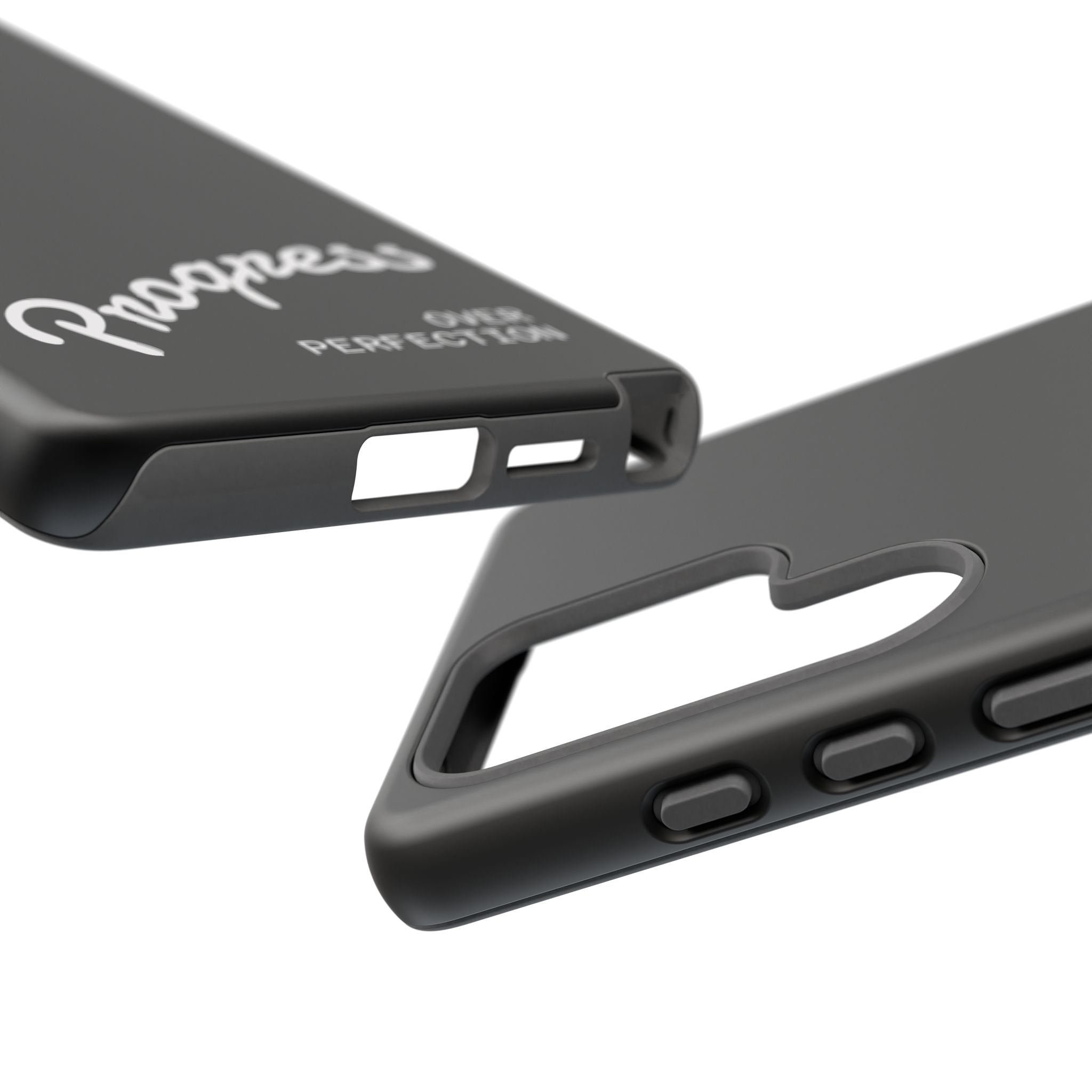 Phone Case - "Progress Over Perfection" Glossy Black Protective Cover