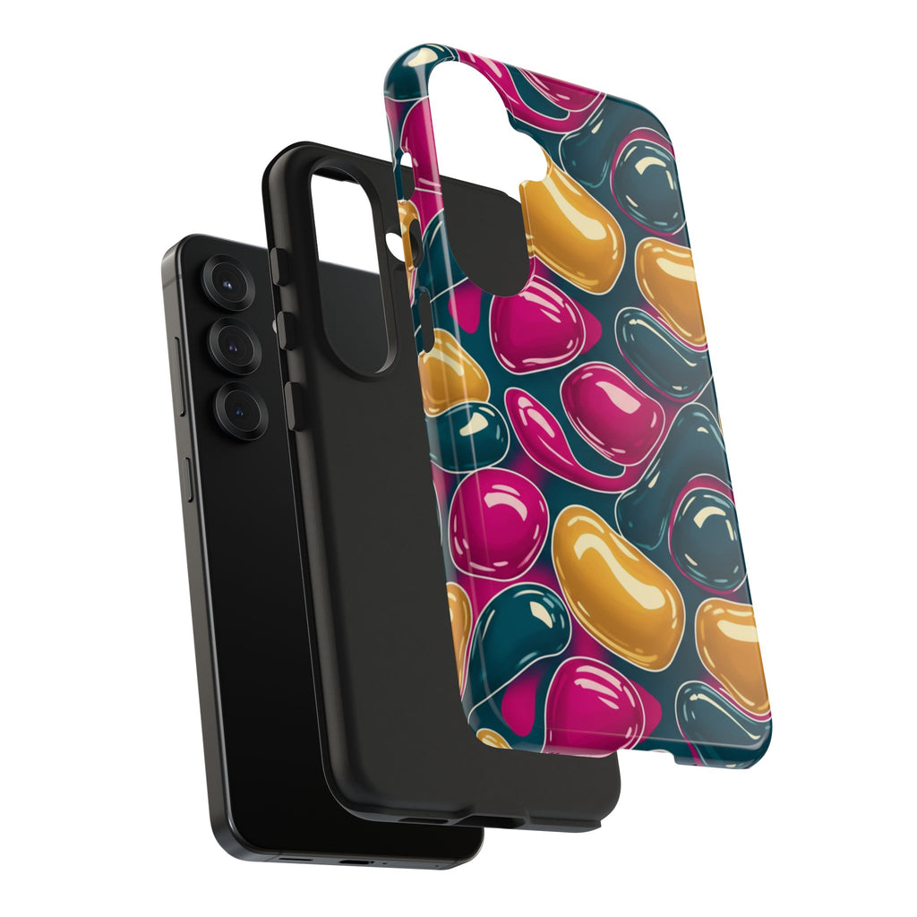 Abstract Colorful Blob Phone Case — Bold Teal, Magenta & Gold Protective Cover