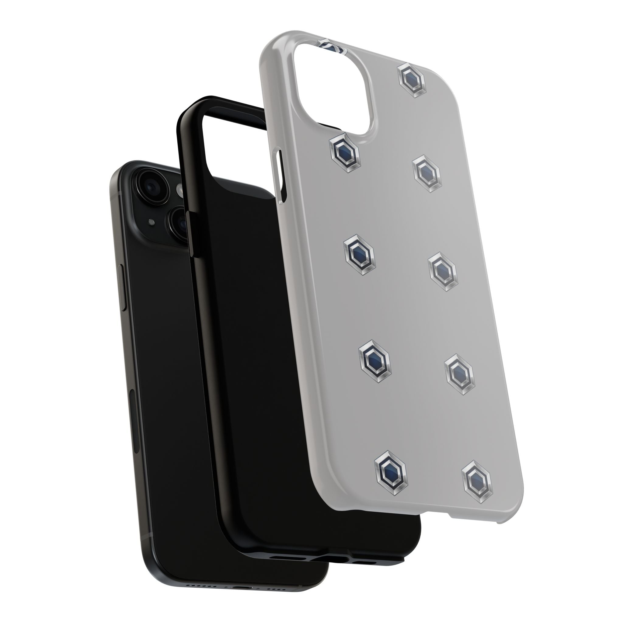 Tough Phone Case — Minimal Hex Rivet Armor (Gray)