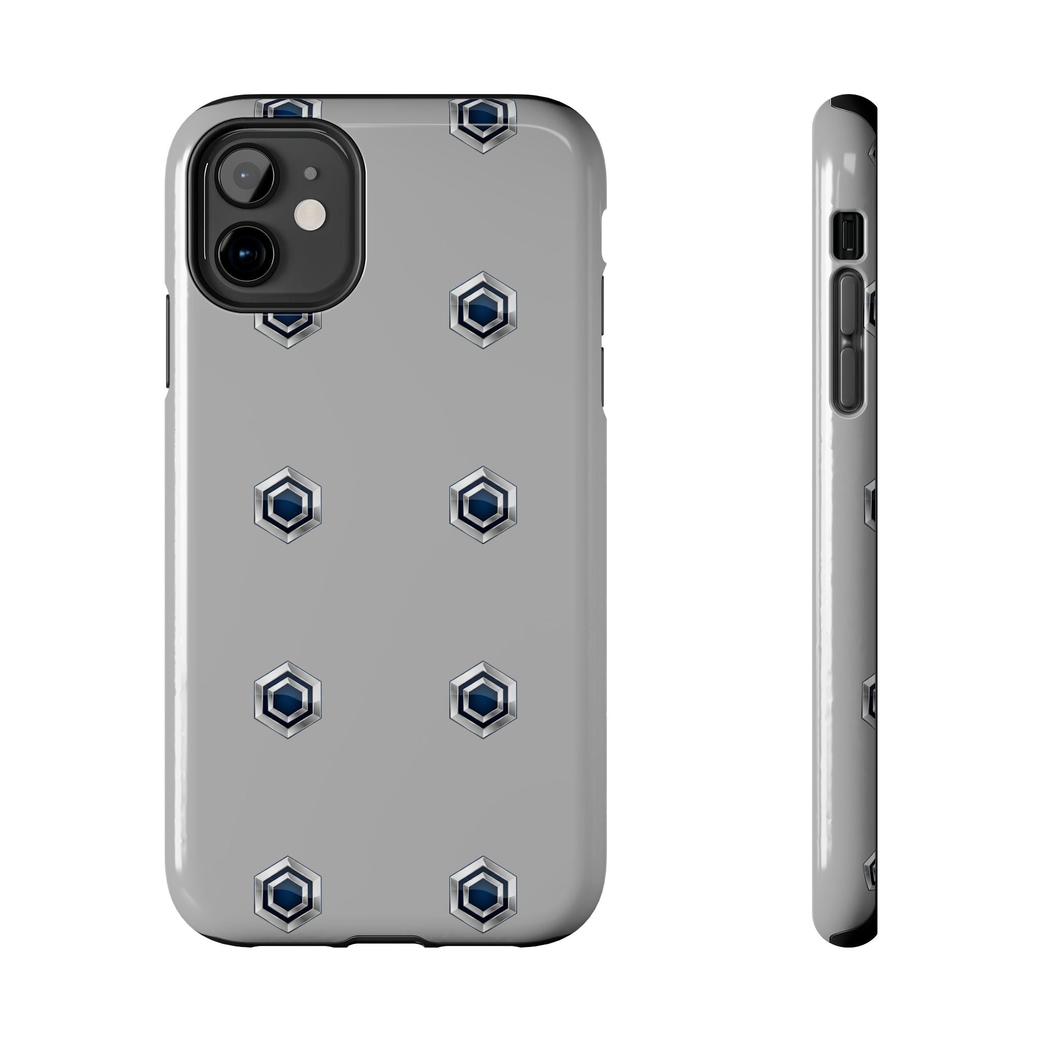 Tough Phone Case — Minimal Hex Rivet Armor (Gray)
