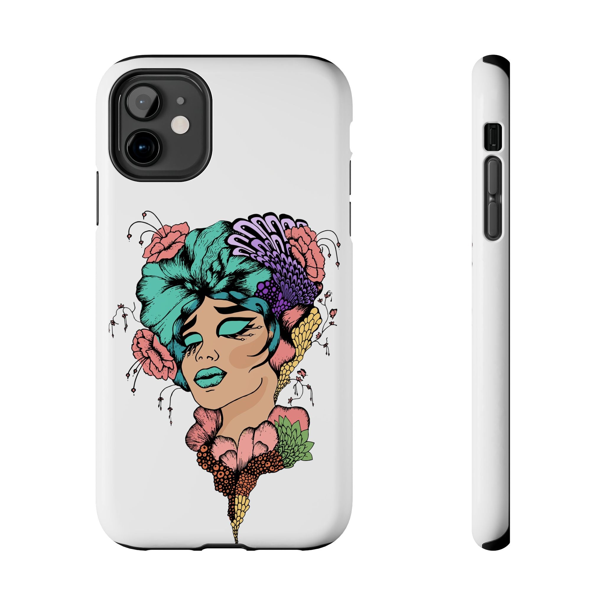 Tough Phone Case — Floral Pop Art Portrait Protective Cover