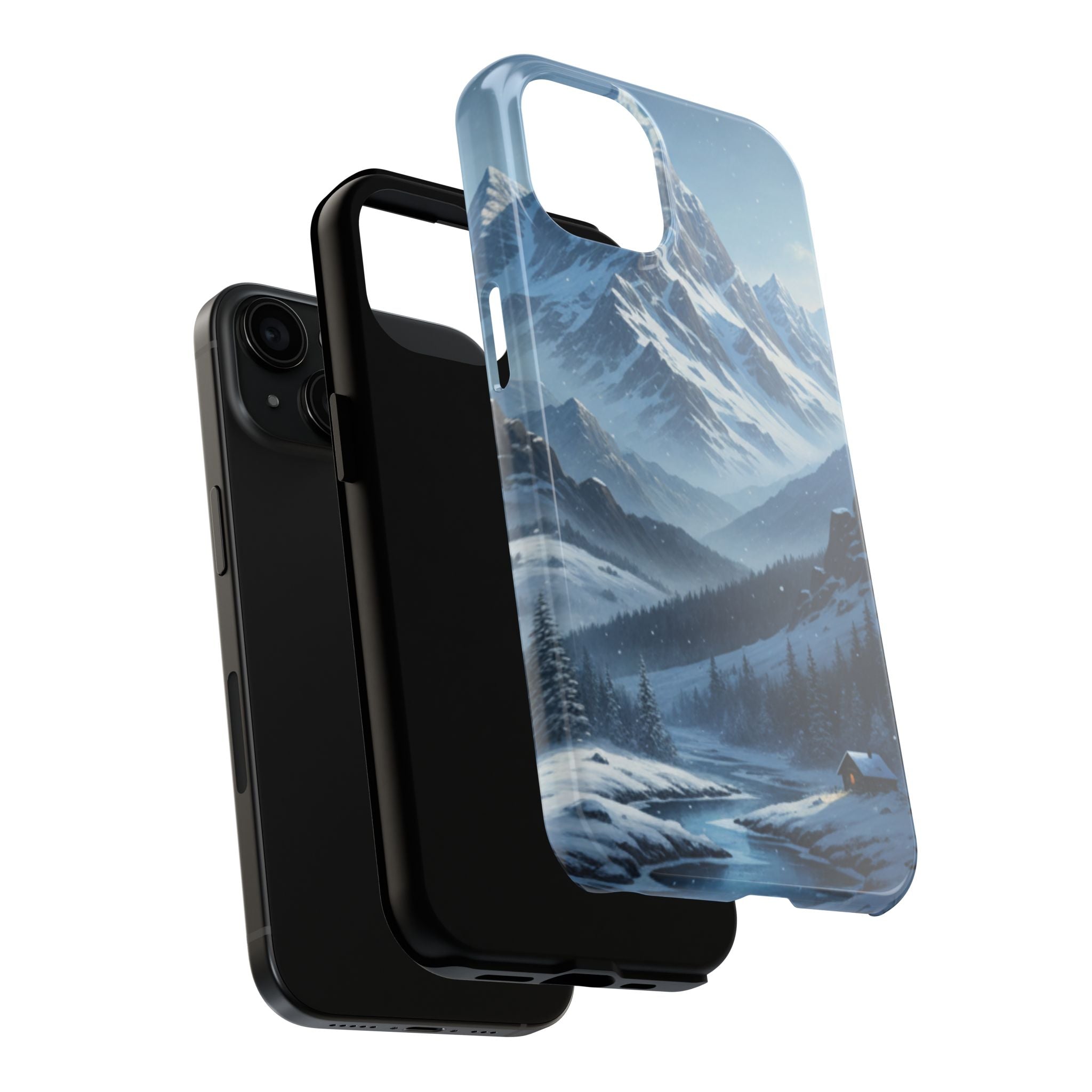 Tough Phone Case — Snowy Mountain Cabin Landscape Protective Phone Cover
