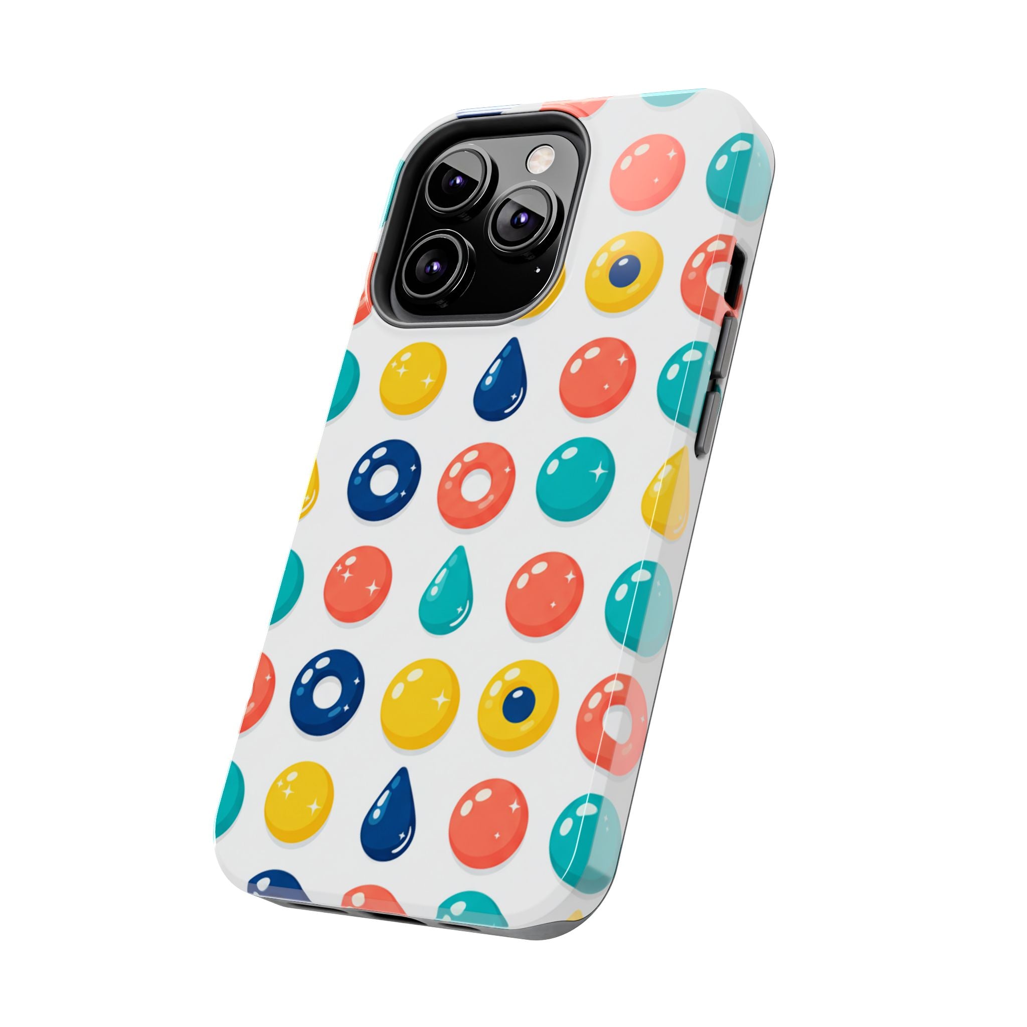 Colorful Candy Dot Tough Phone Case — Bright Retro Polka Drop Design