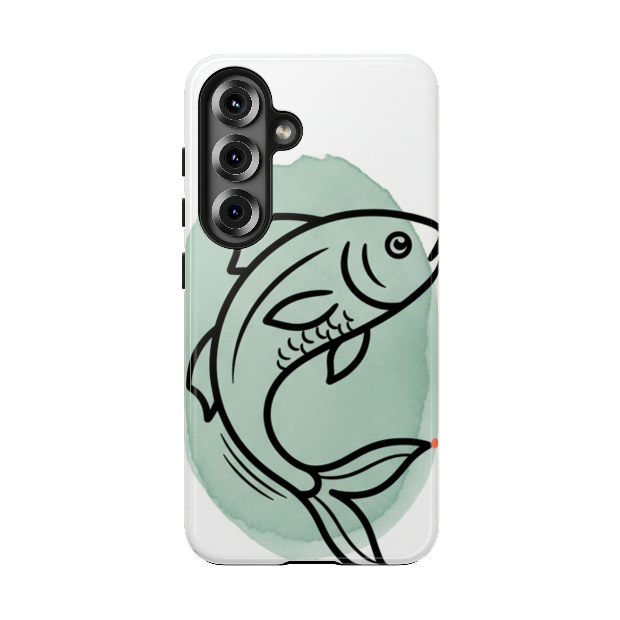 Fish Silhouette Tough Phone Case — Minimalist Aqua Watercolor Design