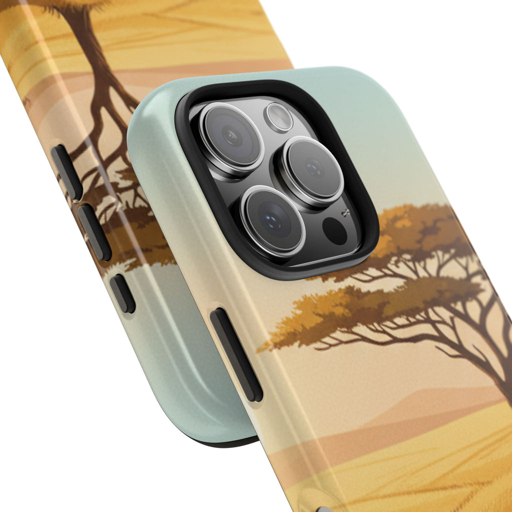 Safari Sunset Tough Phone Case — African Savanna Tree Design