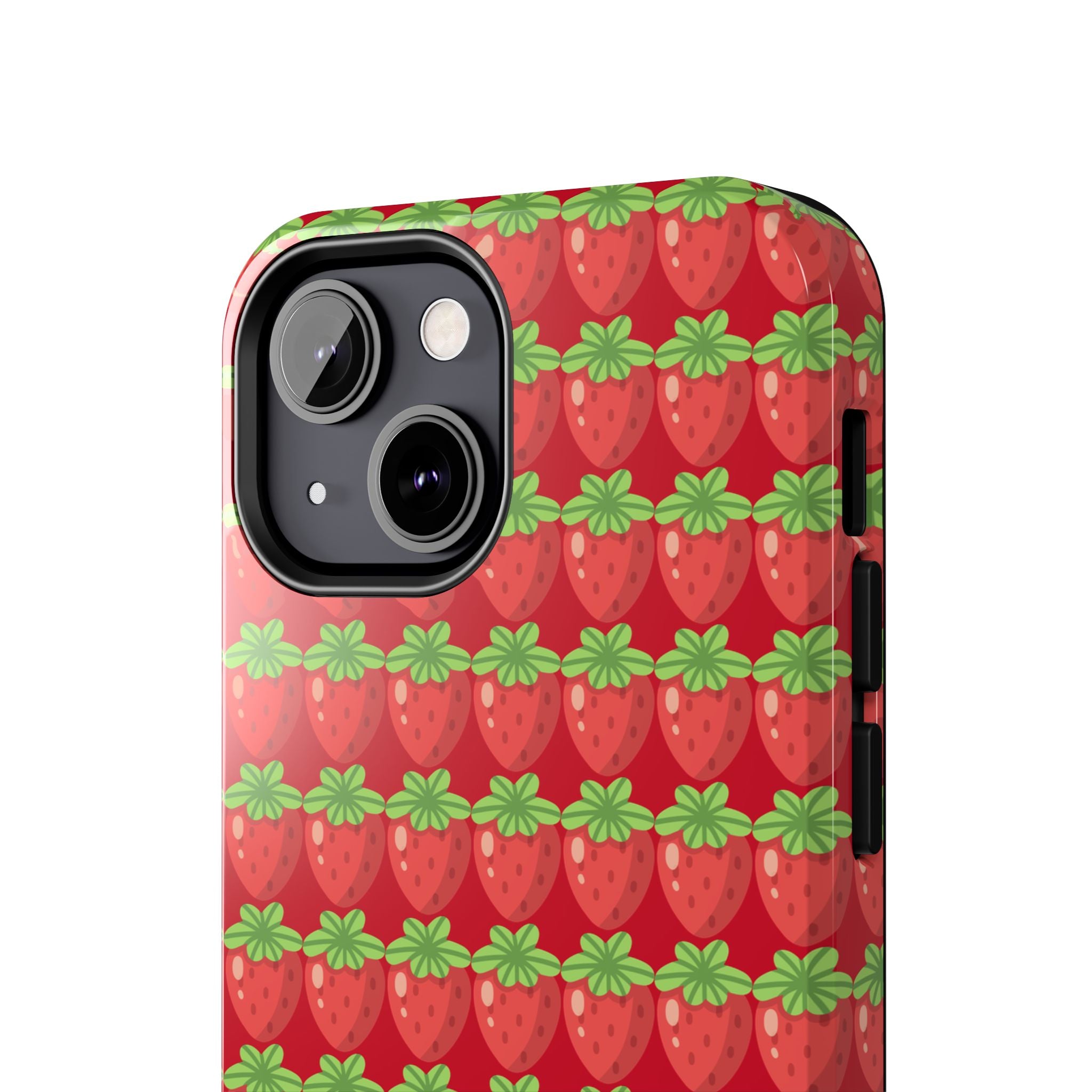 Strawberry Pattern Tough Phone Case — Cute Red Fruit Protective Cover
