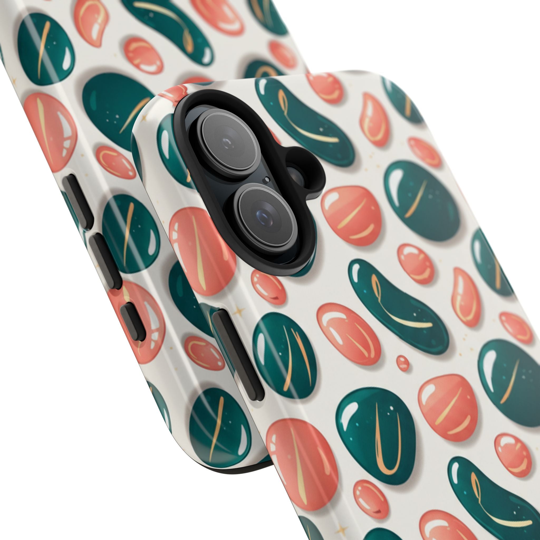 Abstract Pebble Pattern Tough Phone Case — Coral & Teal Protective Cover