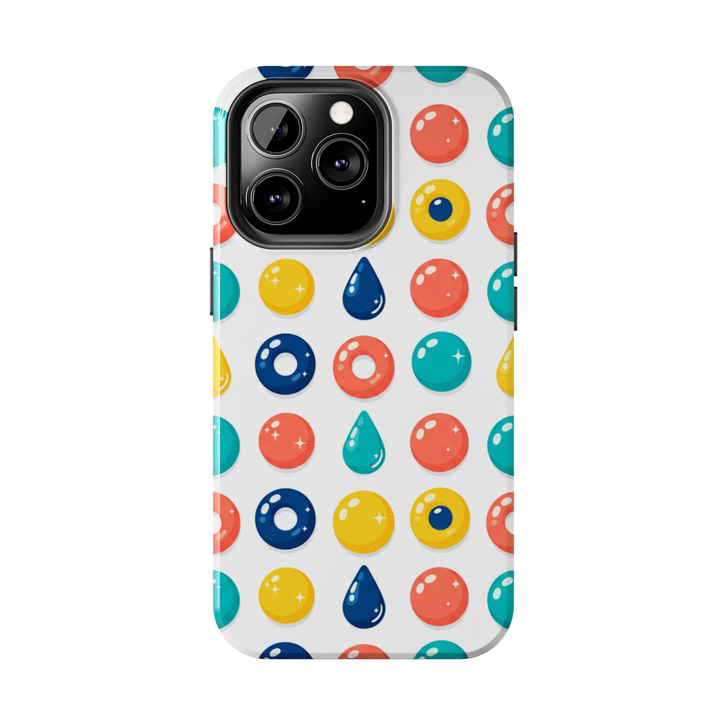 Colorful Candy Dot Tough Phone Case — Bright Retro Polka Drop Design