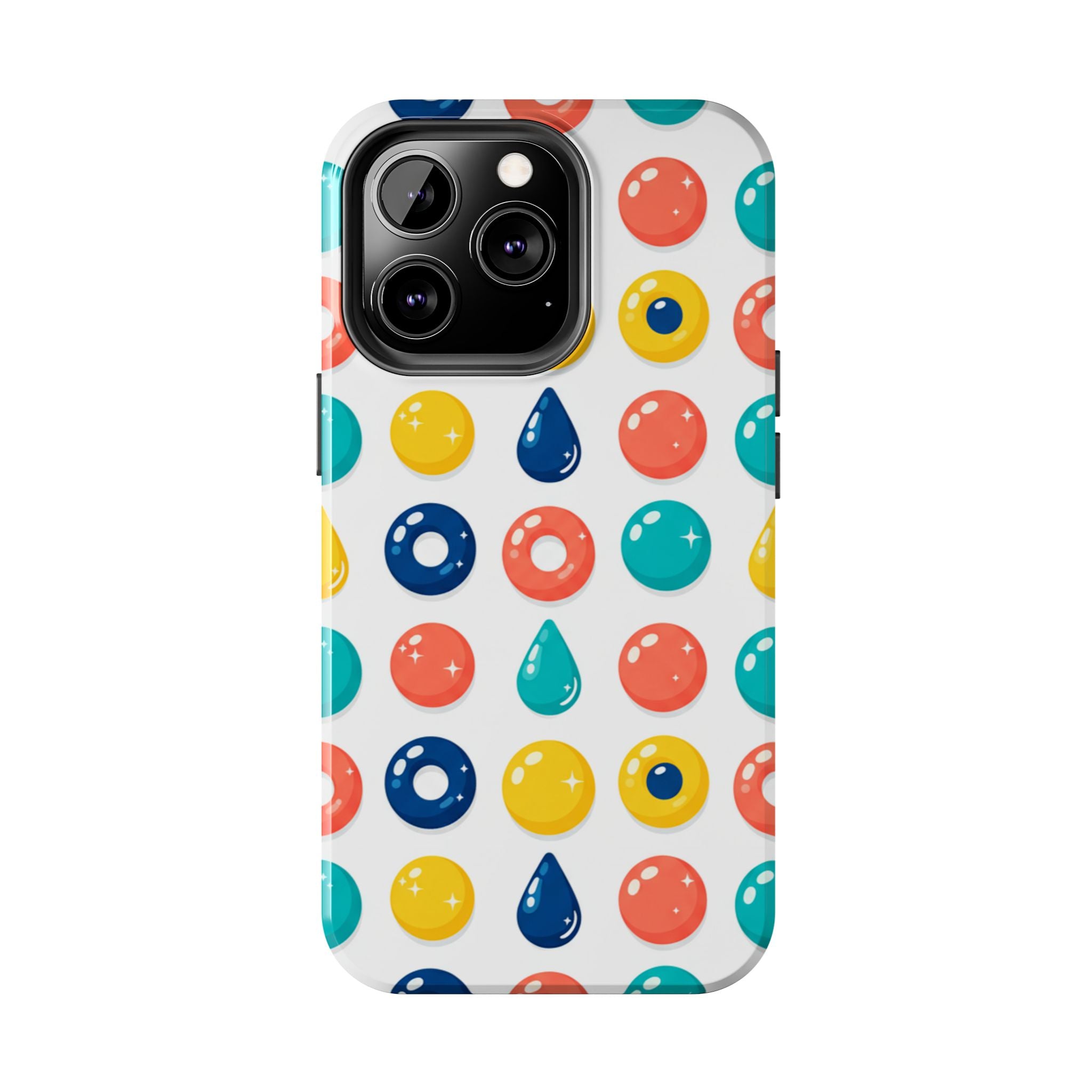 Colorful Candy Dot Tough Phone Case — Bright Retro Polka Drop Design