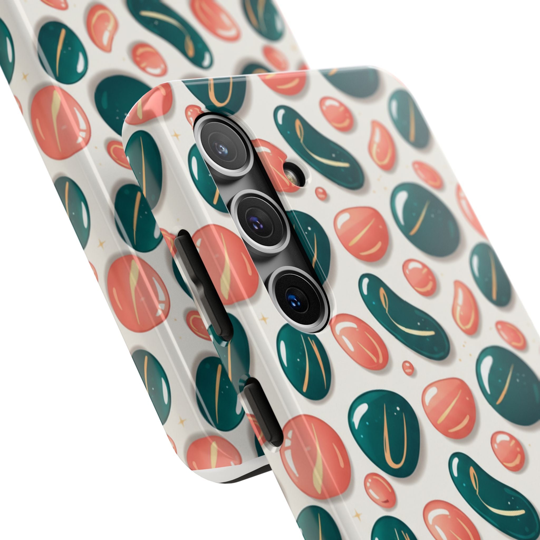 Abstract Pebble Pattern Tough Phone Case — Coral & Teal Protective Cover