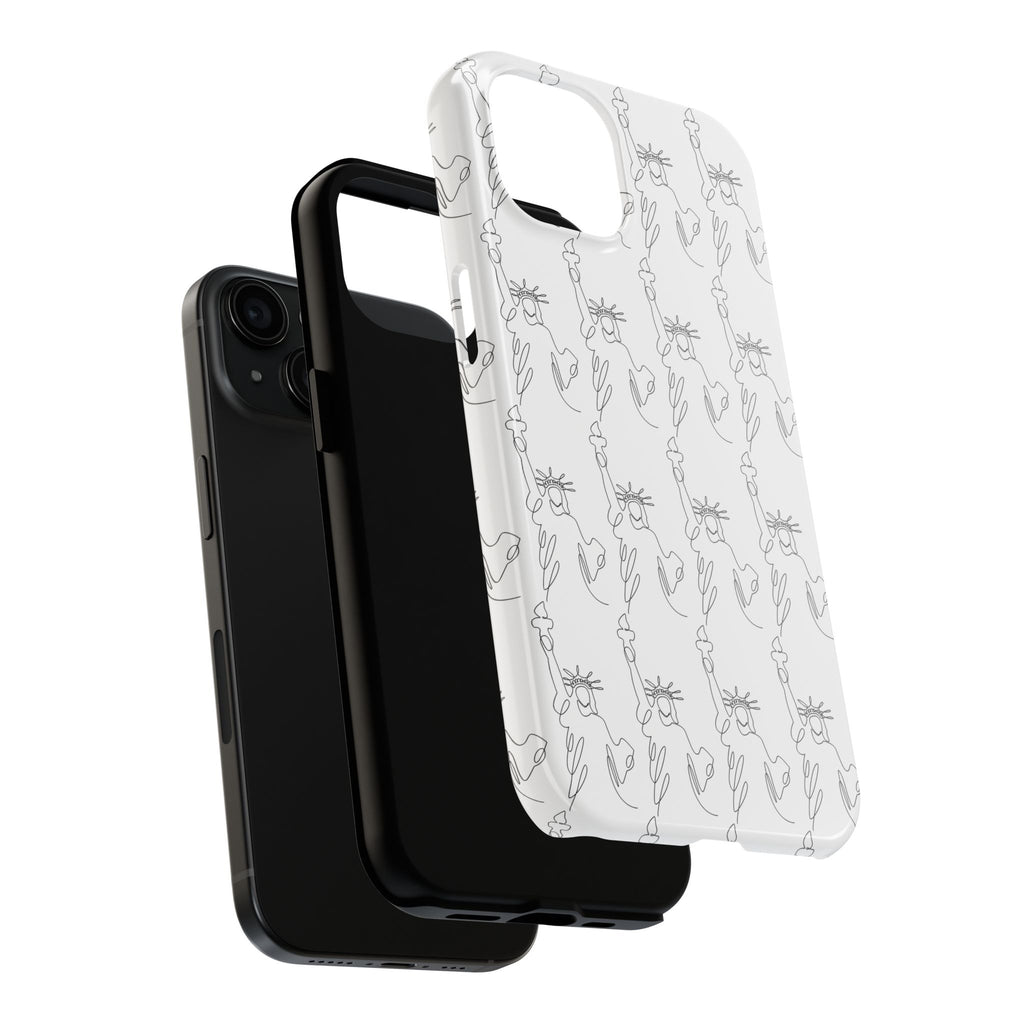 Statue of Liberty Sketch Tough Phone Case — Minimal Patriotic iPhone Cover