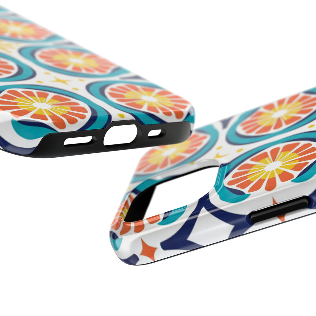 Citrus Tile Tough Phone Case — Colorful Retro Orange Slice Pattern