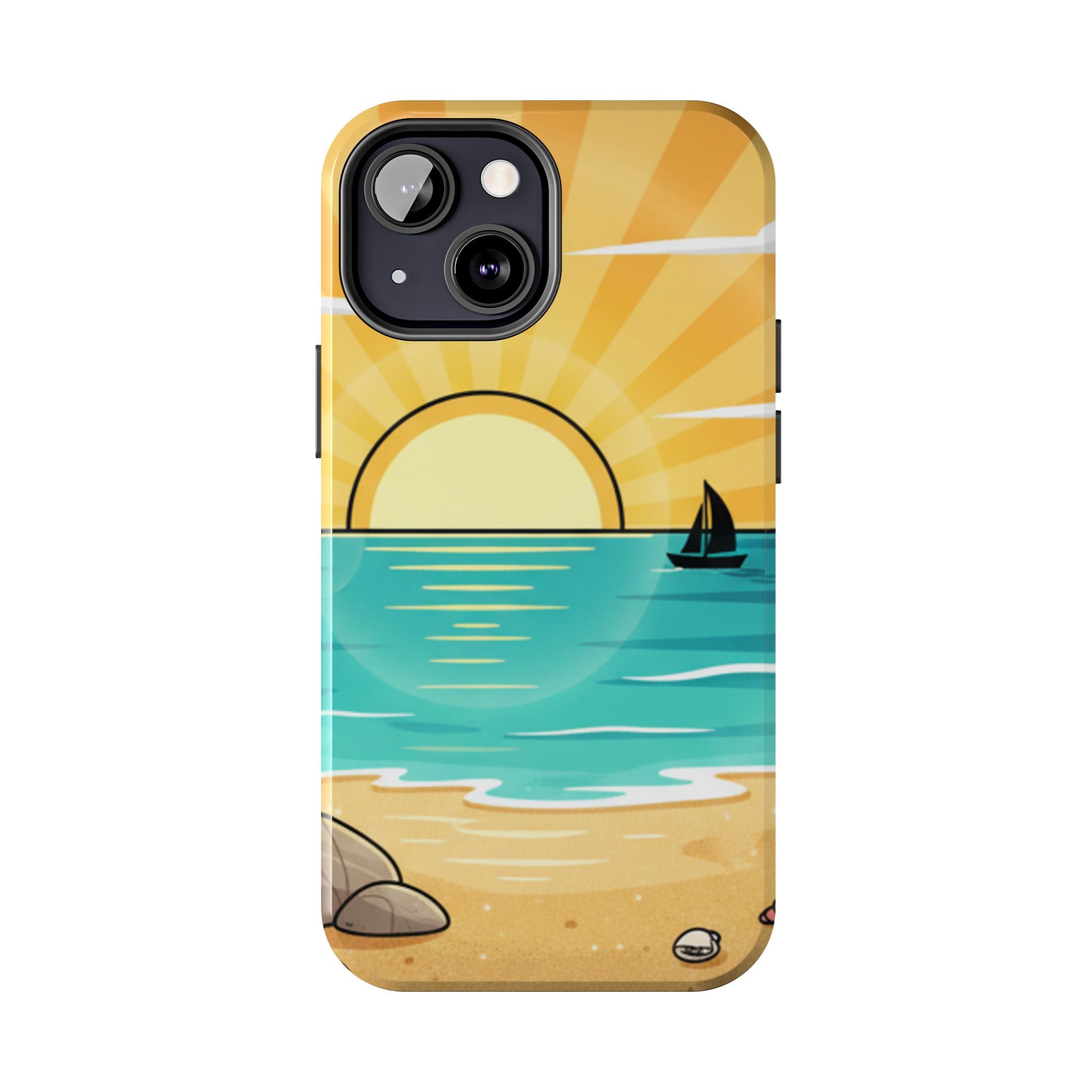 Tough Phone Case — Sunset Beach Sailboat Design
