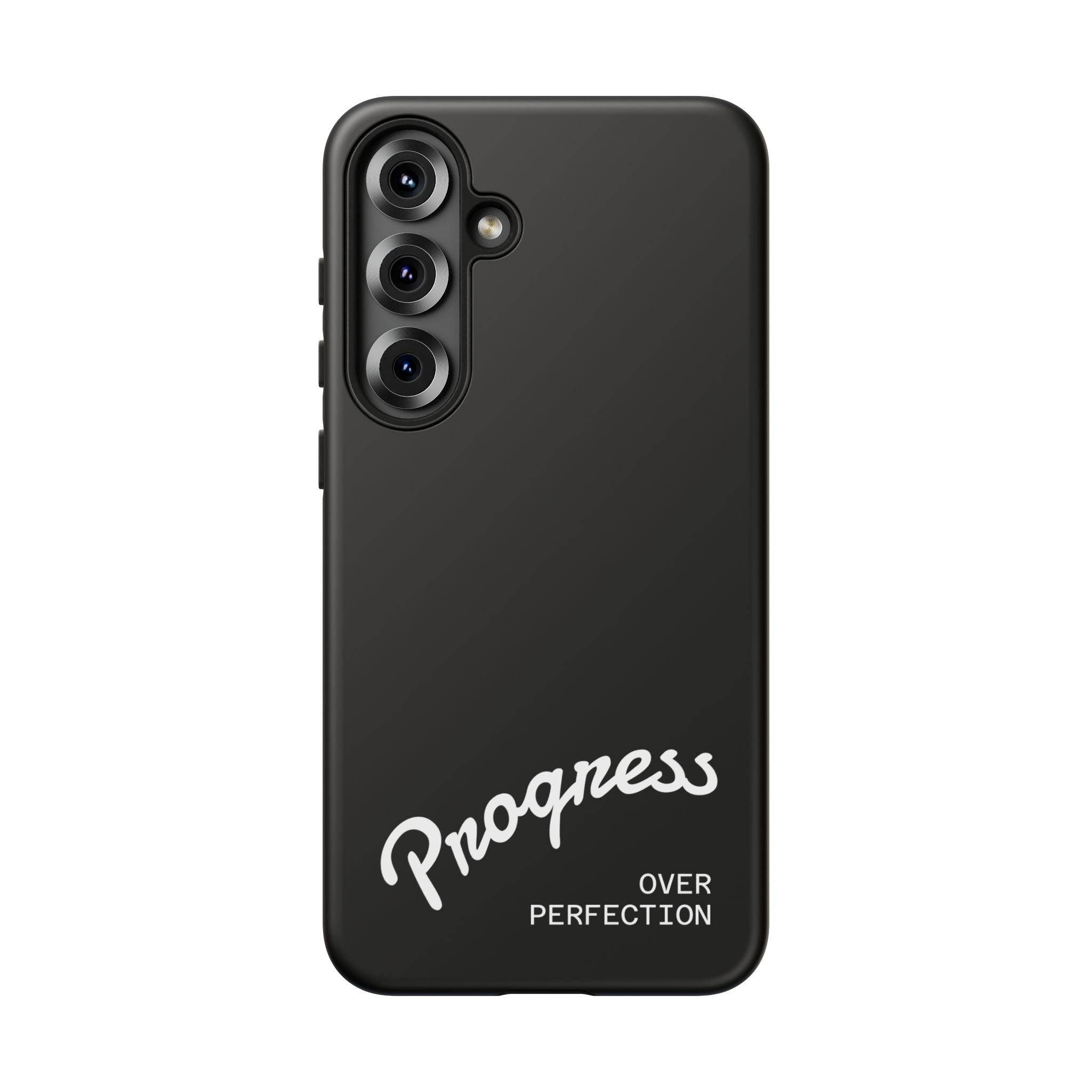 Phone Case - "Progress Over Perfection" Glossy Black Protective Cover