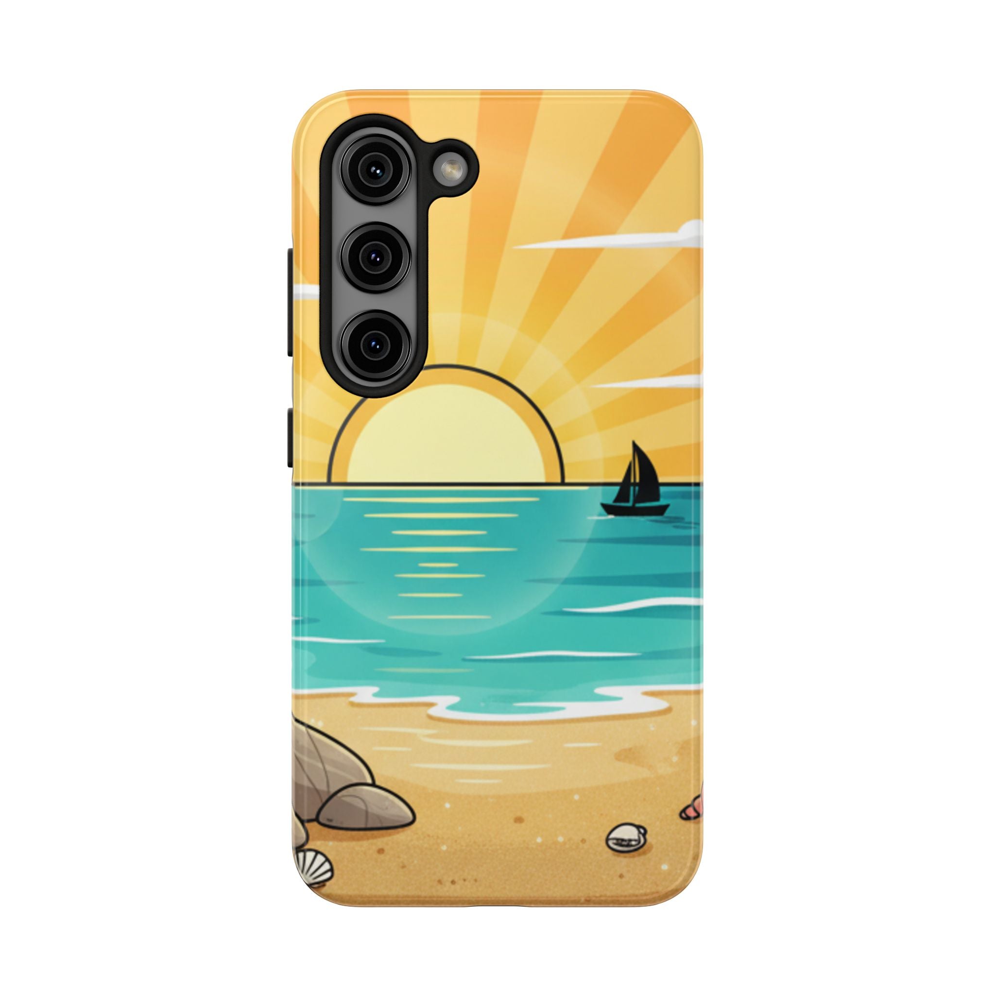 Tough Phone Case — Sunset Beach Sailboat Design