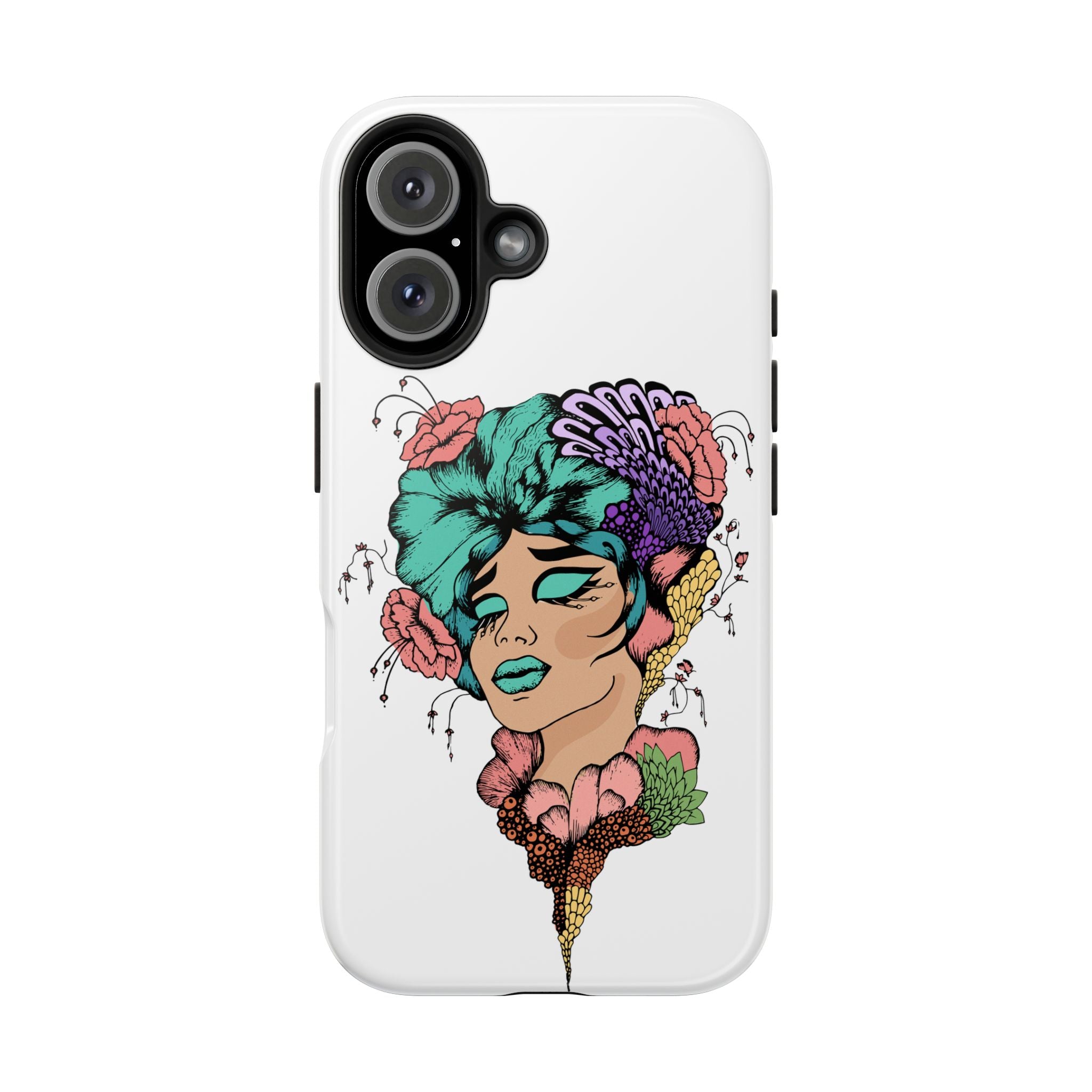 Tough Phone Case — Floral Pop Art Portrait Protective Cover