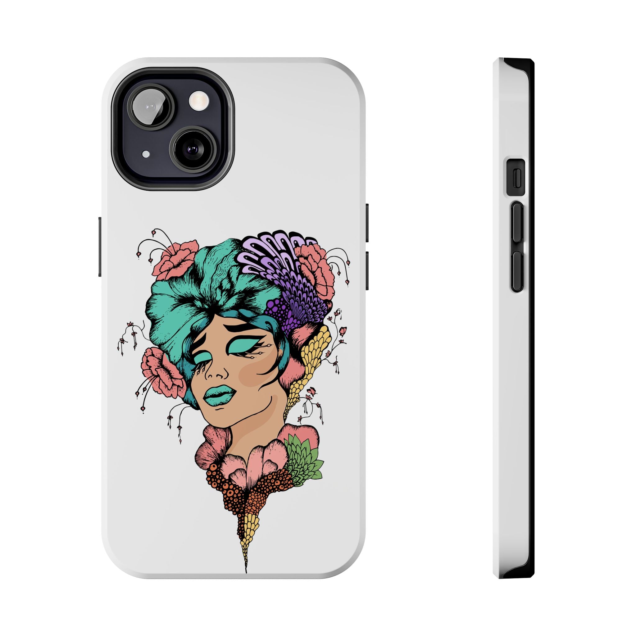 Tough Phone Case — Floral Pop Art Portrait Protective Cover