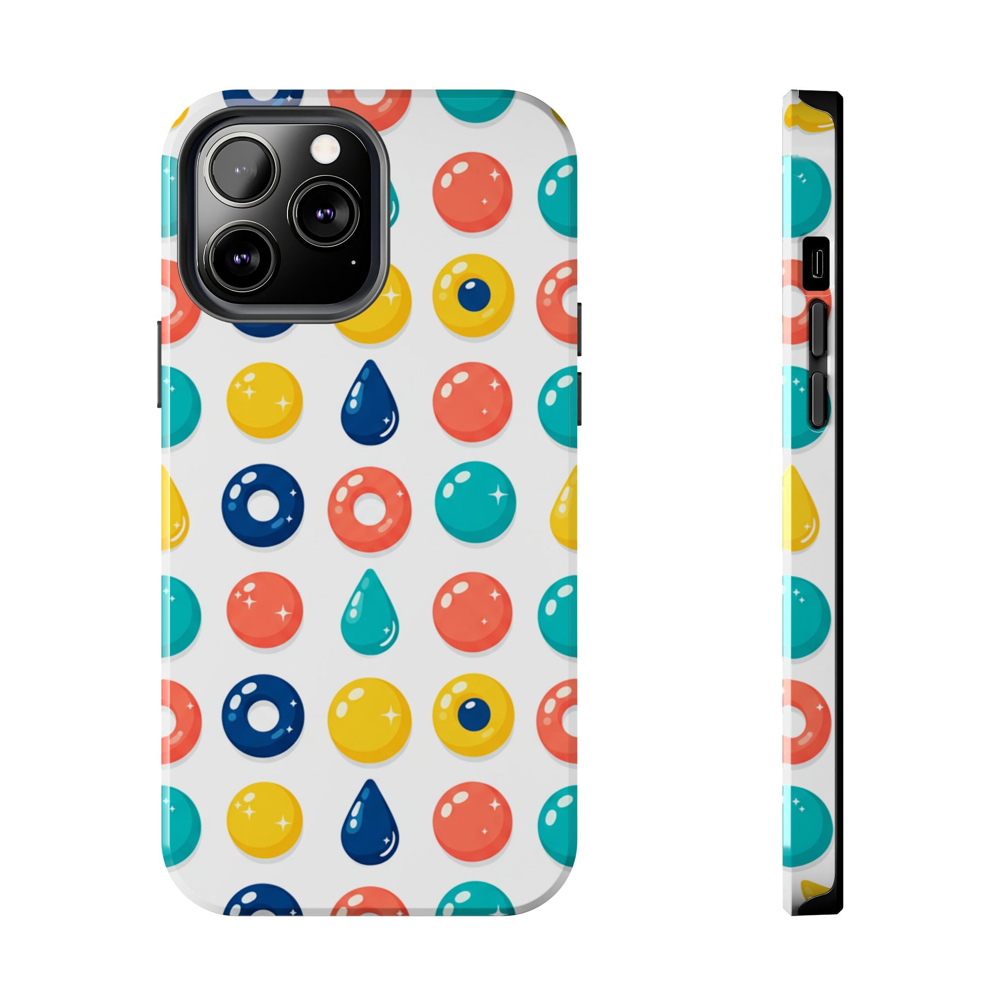 Colorful Candy Dot Tough Phone Case — Bright Retro Polka Drop Design
