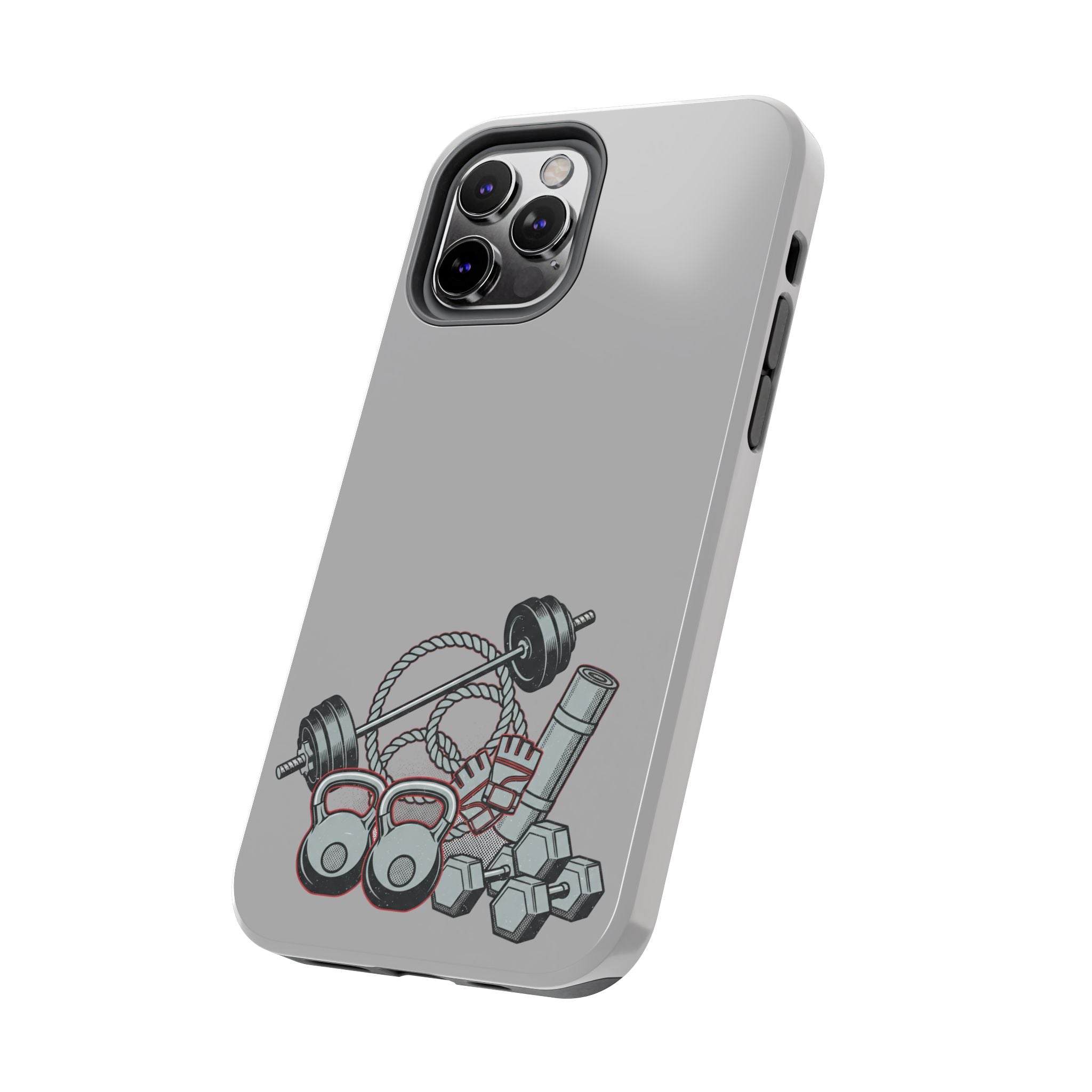 Fitness Gear Tough Phone Case — Dumbbells, Kettlebells & Jump Rope Design