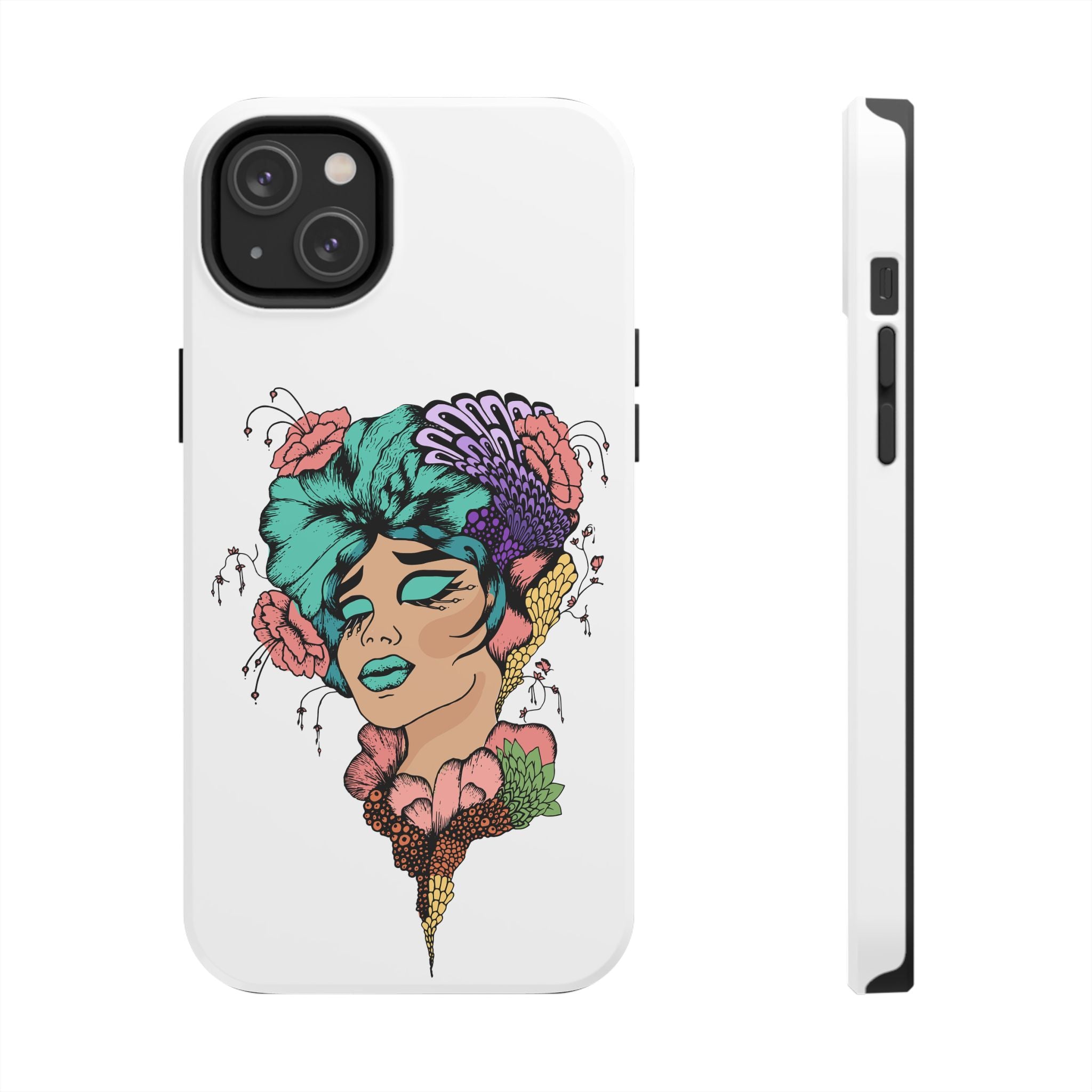 Tough Phone Case — Floral Pop Art Portrait Protective Cover
