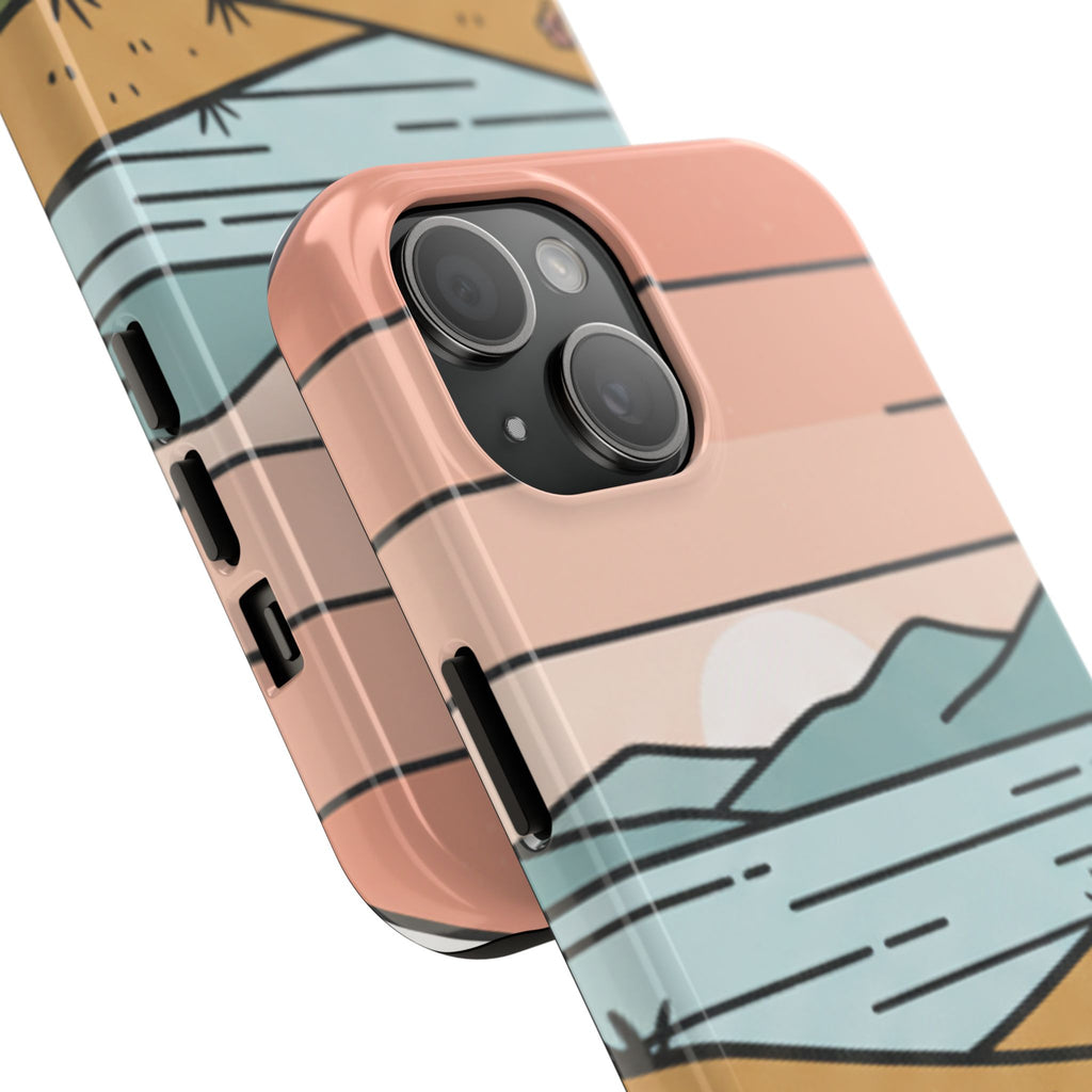 Scenic Path Tough Phone Case — Pastel Lake & Mountain Protective Cover