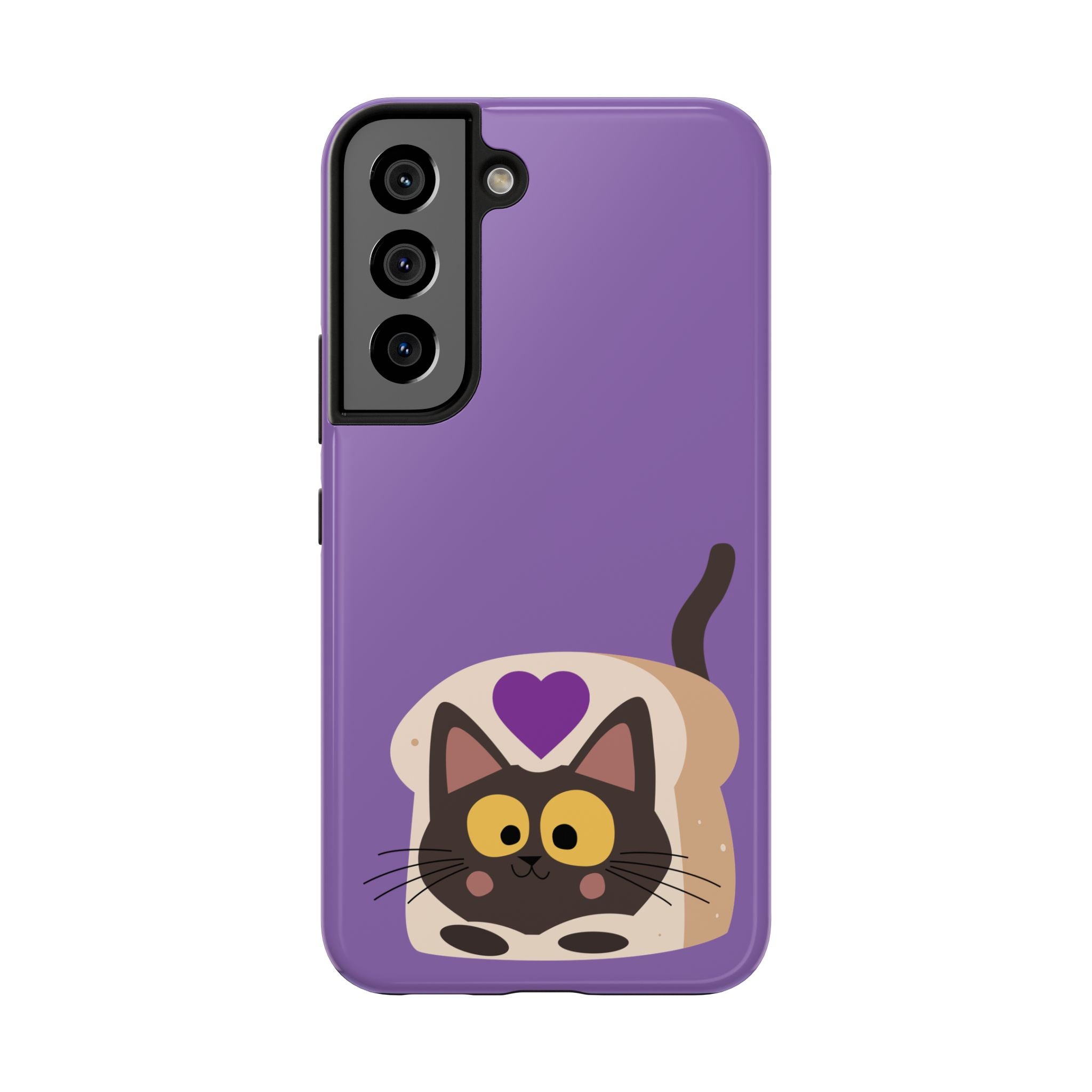 Purple Cute Cat-in-Bread Tough Phone Case — Cute Cat Heart Design