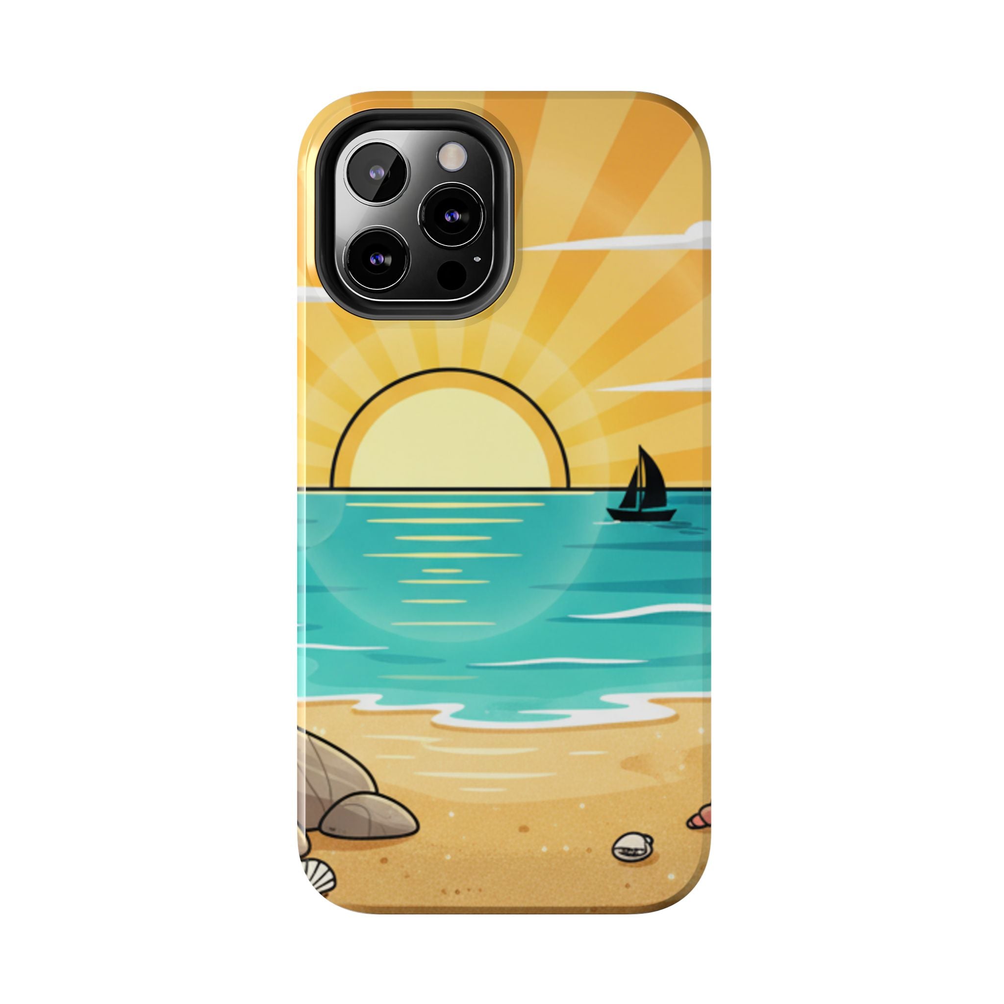 Tough Phone Case — Sunset Beach Sailboat Design