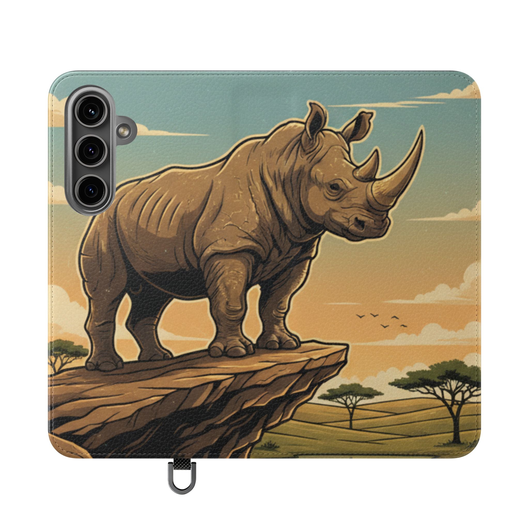 Rhino Sunset Flip Phone Case – Safari Wildlife Wallet Case