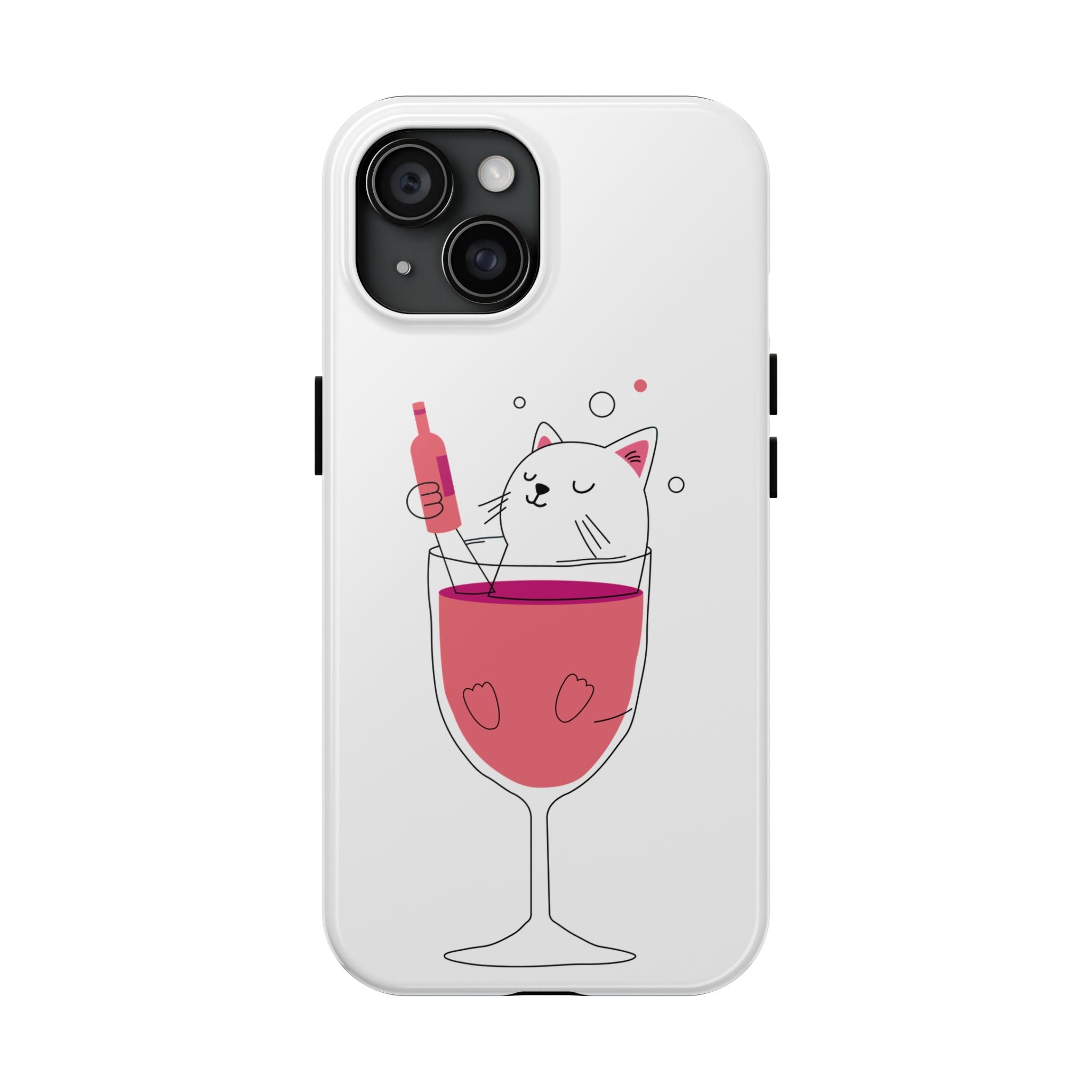 Cat Wine Phone Case — Cute Cat in Wine Glass Protective Case