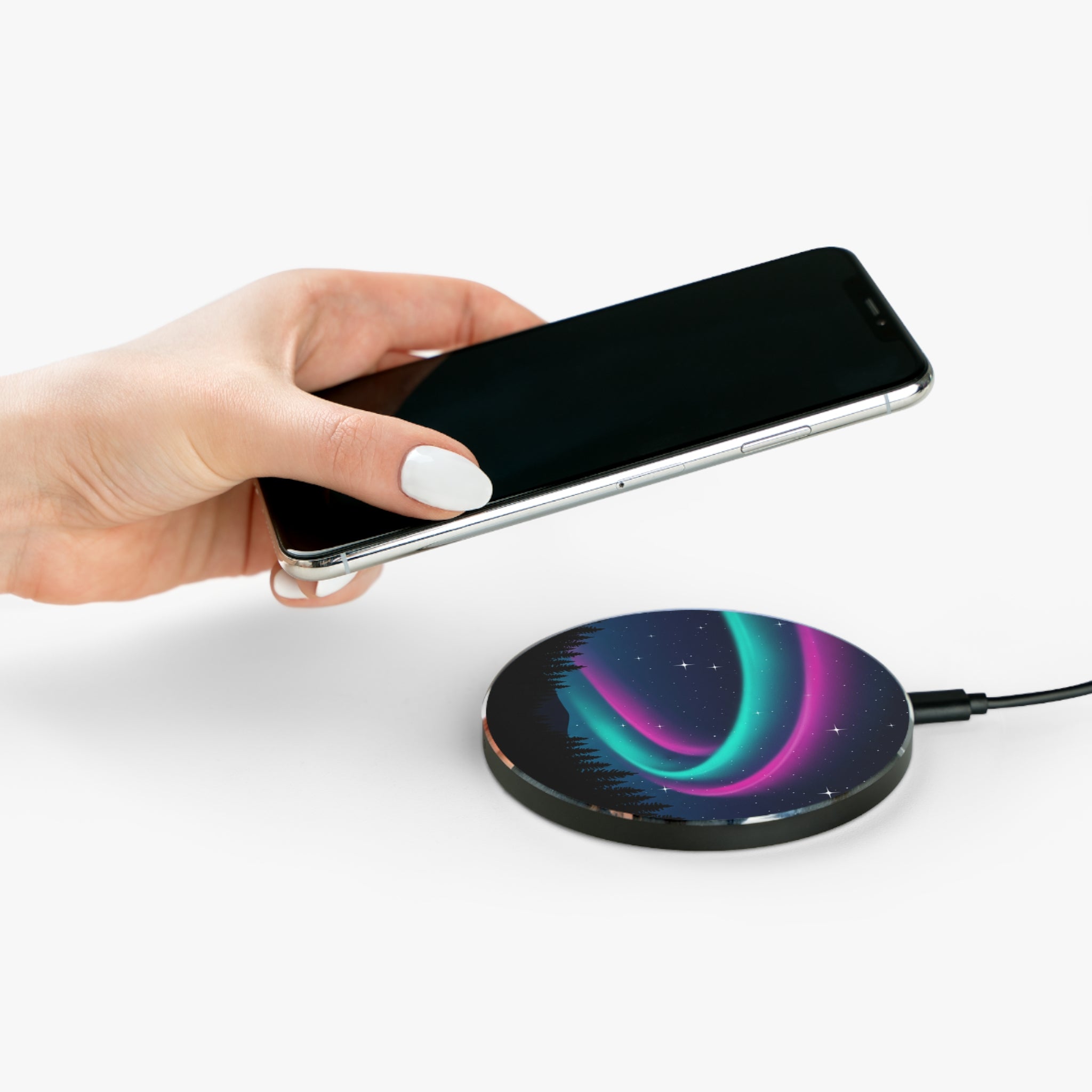 Aurora Night Wireless Charger — Northern Lights Qi Charging Pad