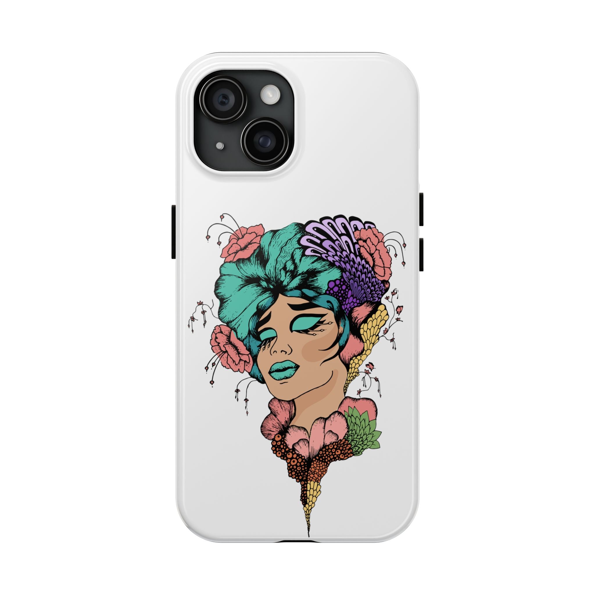 Tough Phone Case — Floral Pop Art Portrait Protective Cover