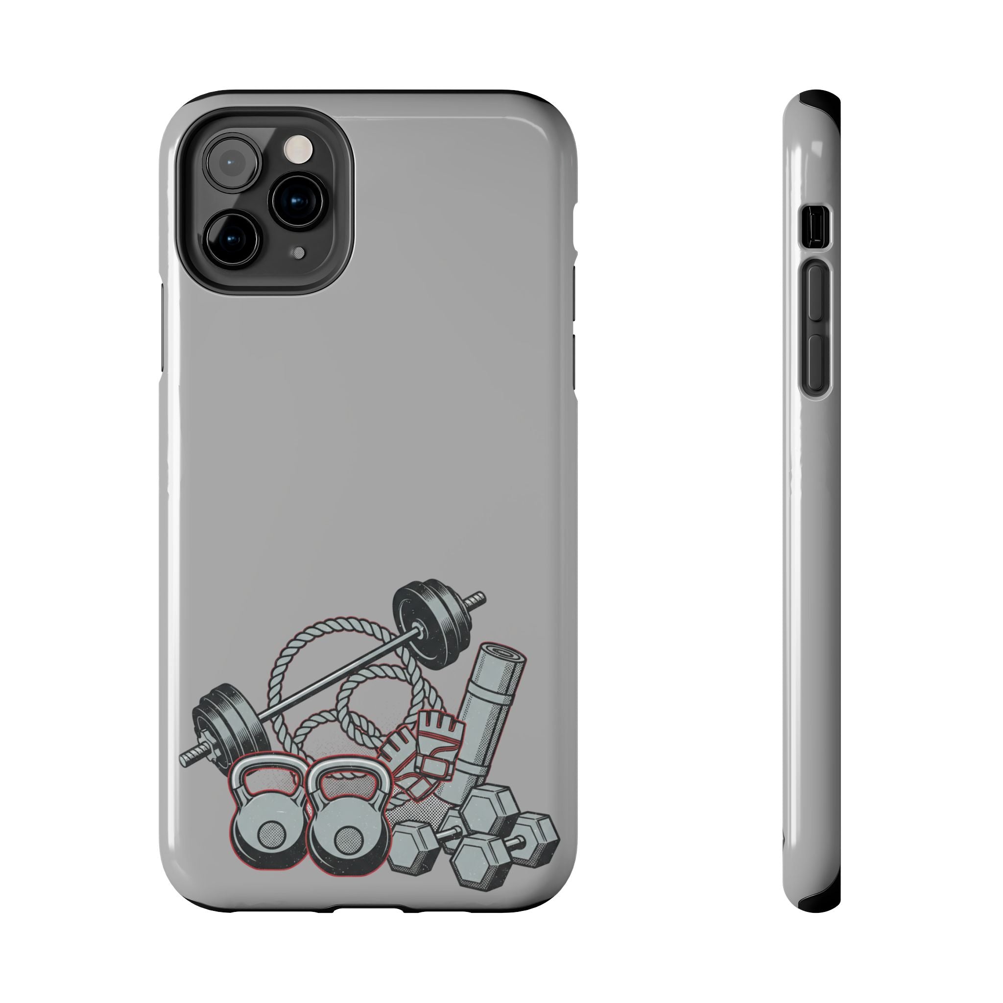 Fitness Gear Tough Phone Case — Dumbbells, Kettlebells & Jump Rope Design