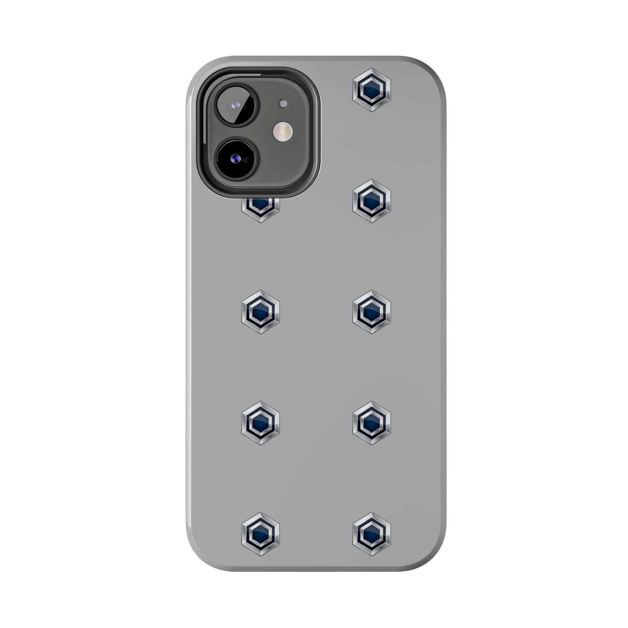 Tough Phone Case — Minimal Hex Rivet Armor (Gray)